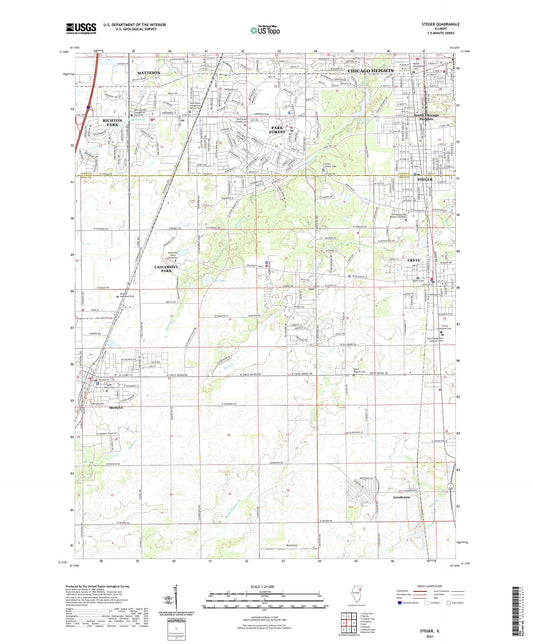 Steger Illinois US Topo Map Image