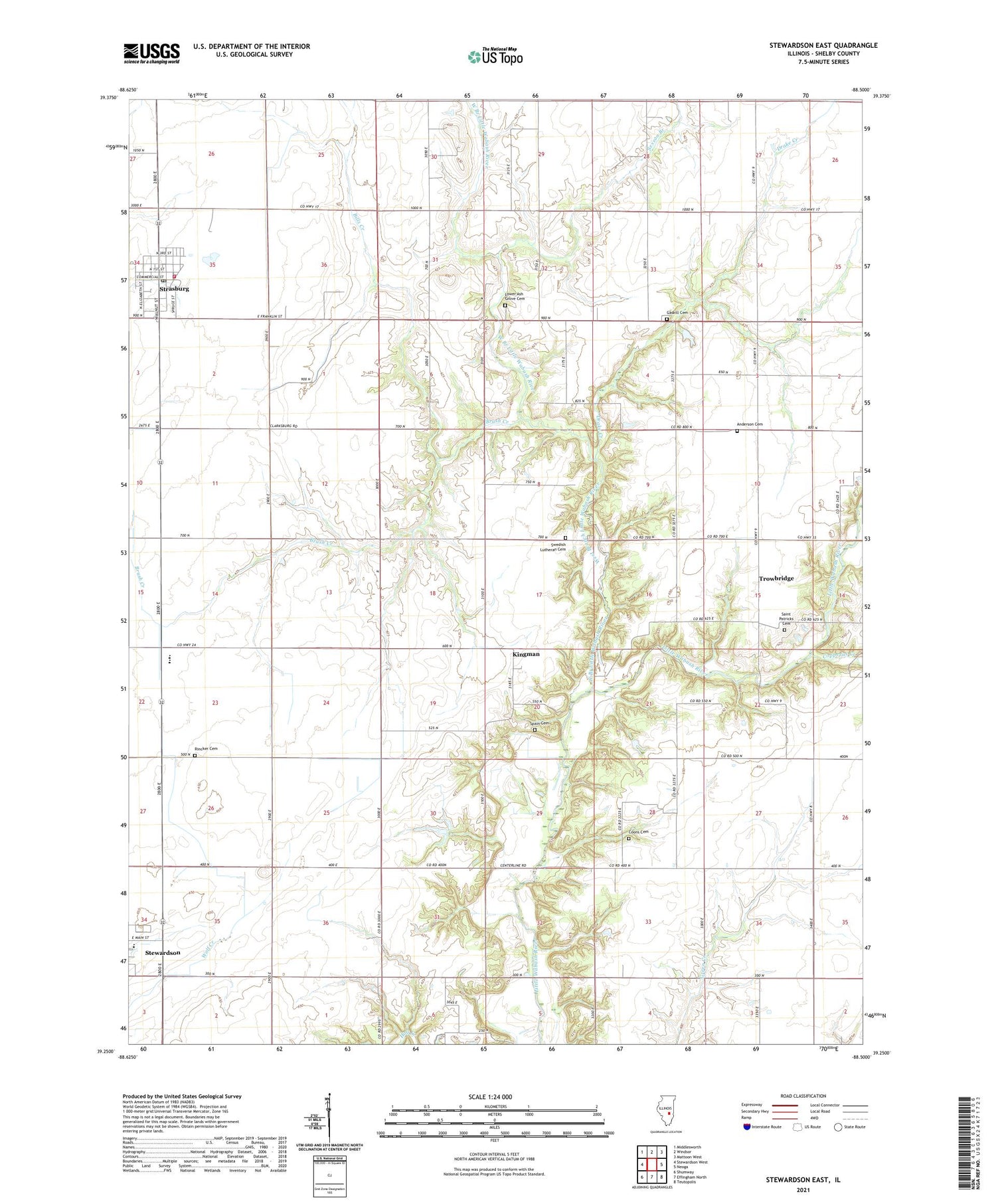 Stewardson East Illinois US Topo Map Image