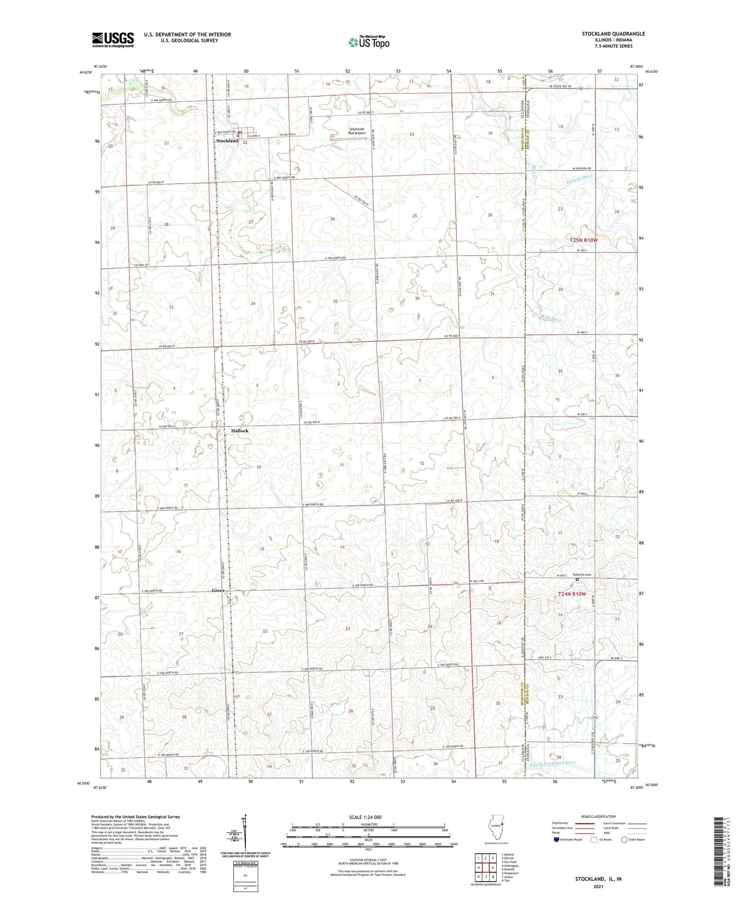 Stockland Illinois US Topo Map Image