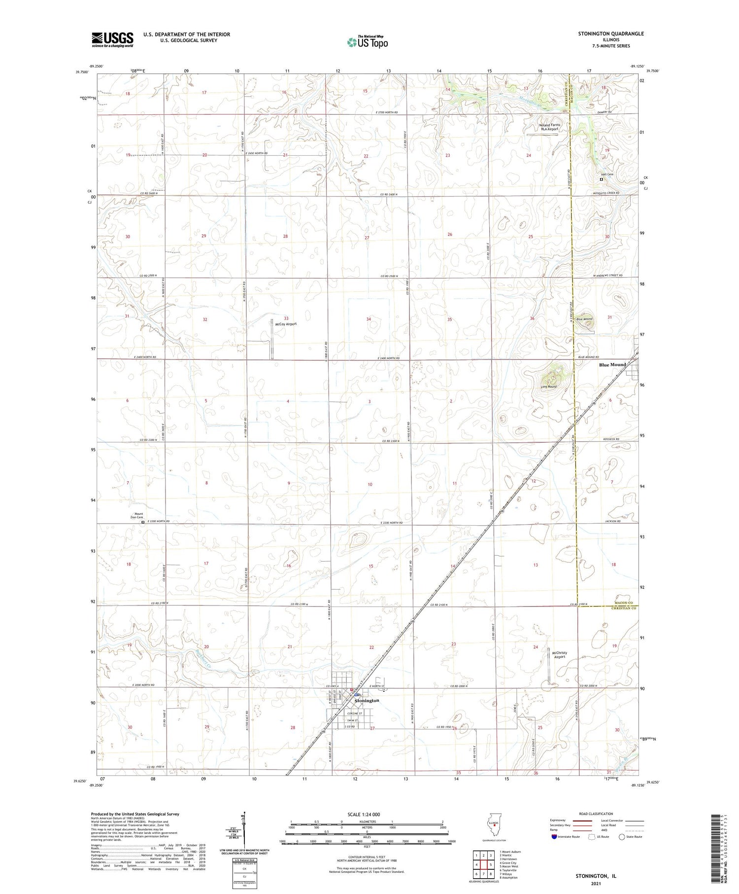 Stonington Illinois US Topo Map Image