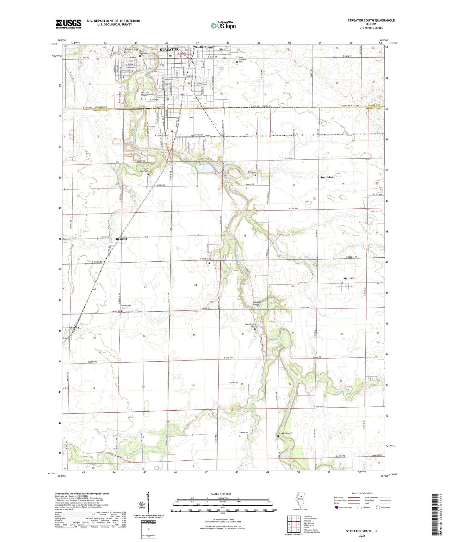 Streator South Illinois US Topo Map Image