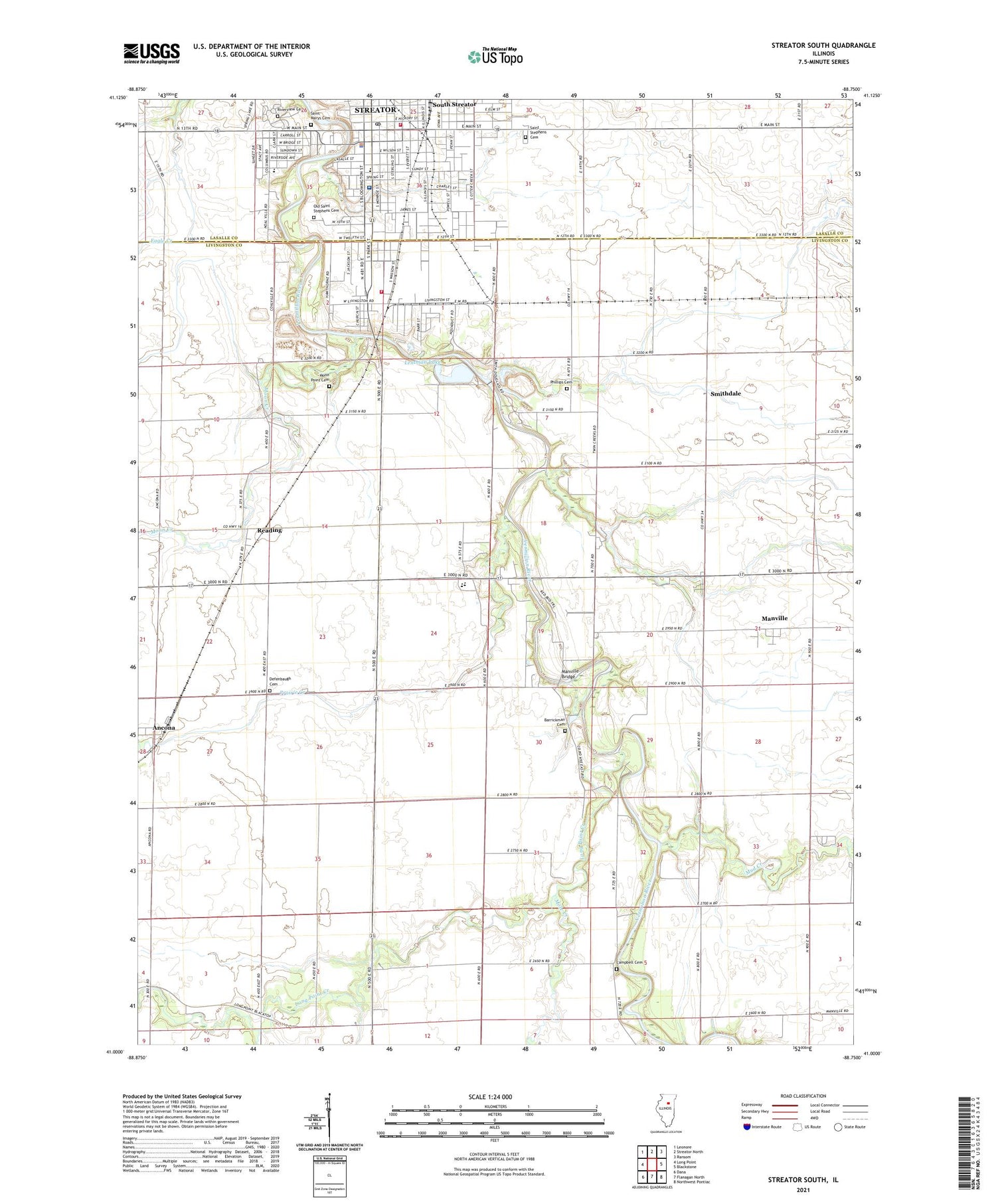 Streator South Illinois US Topo Map Image