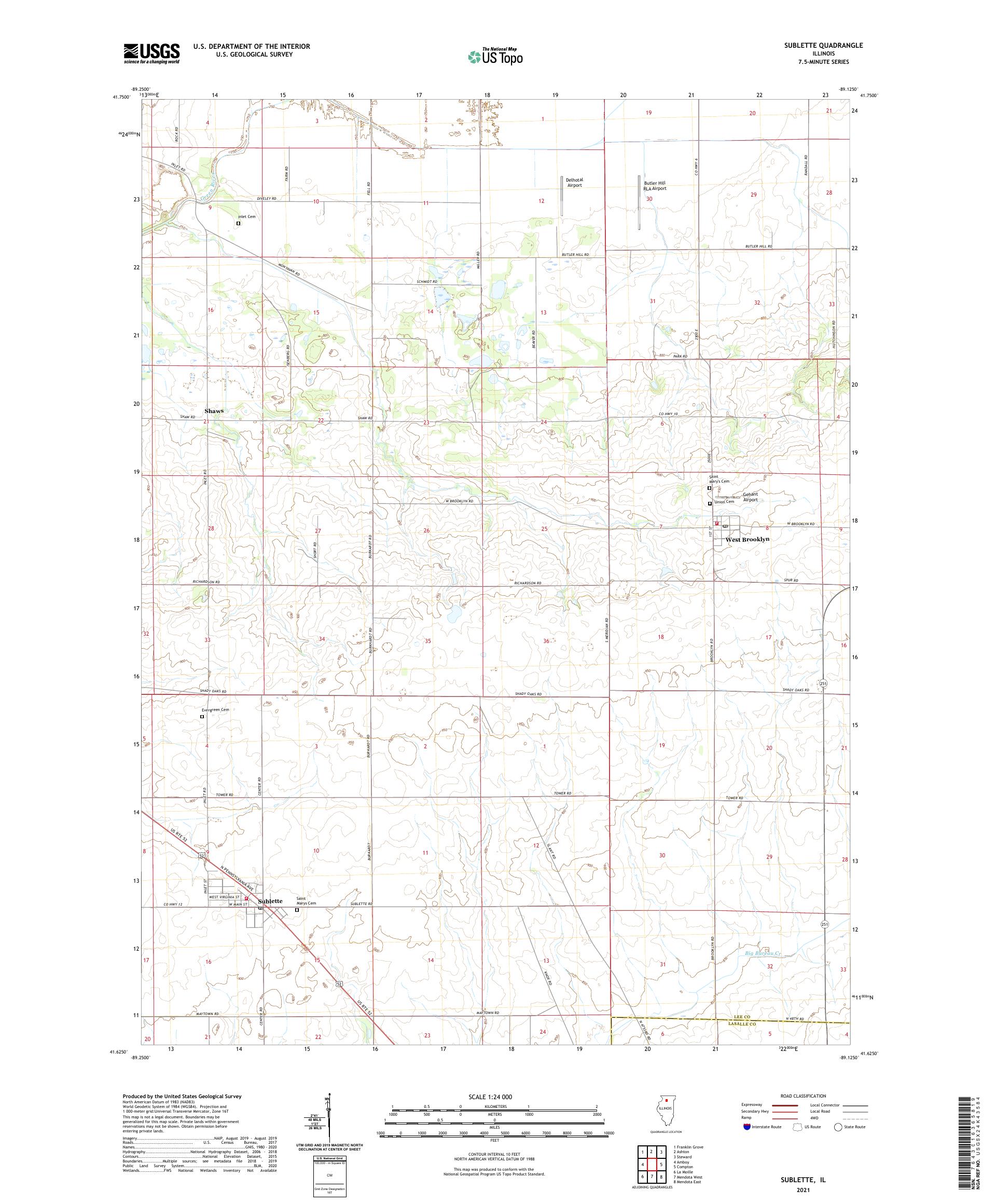 Sublette Illinois US Topo Map – MyTopo Map Store