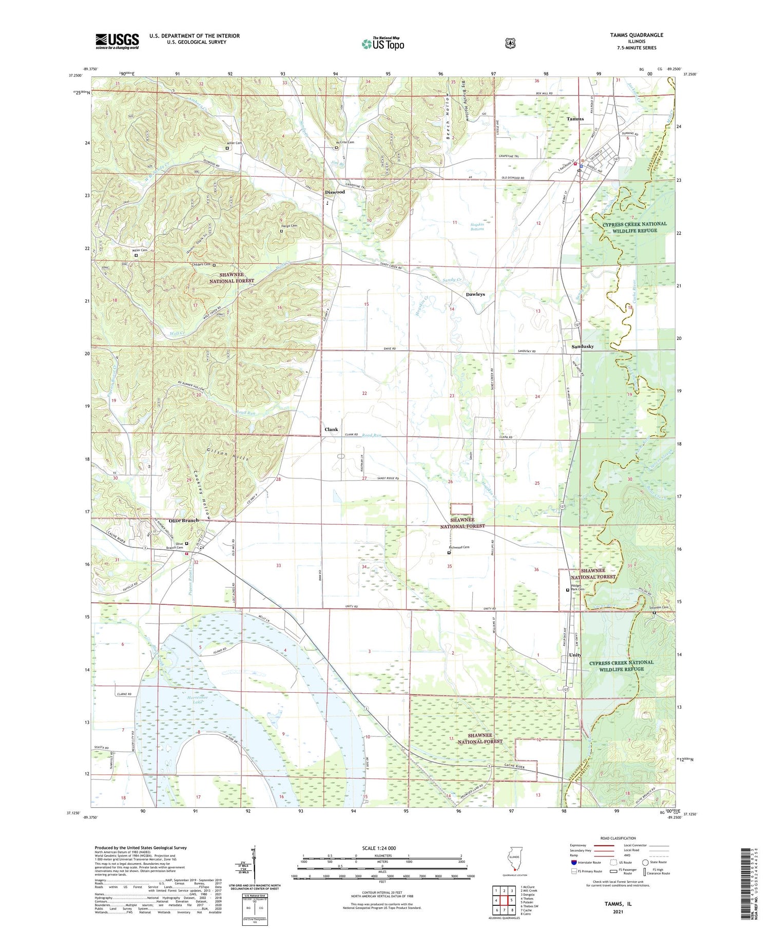 Tamms Illinois US Topo Map Image