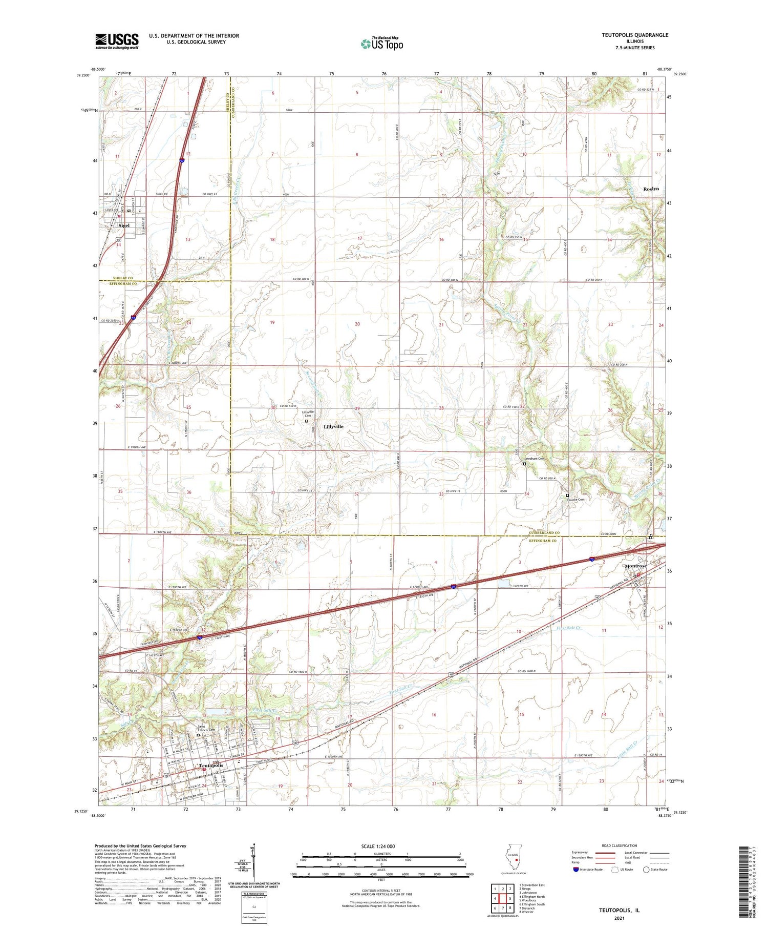 Teutopolis Illinois US Topo Map Image