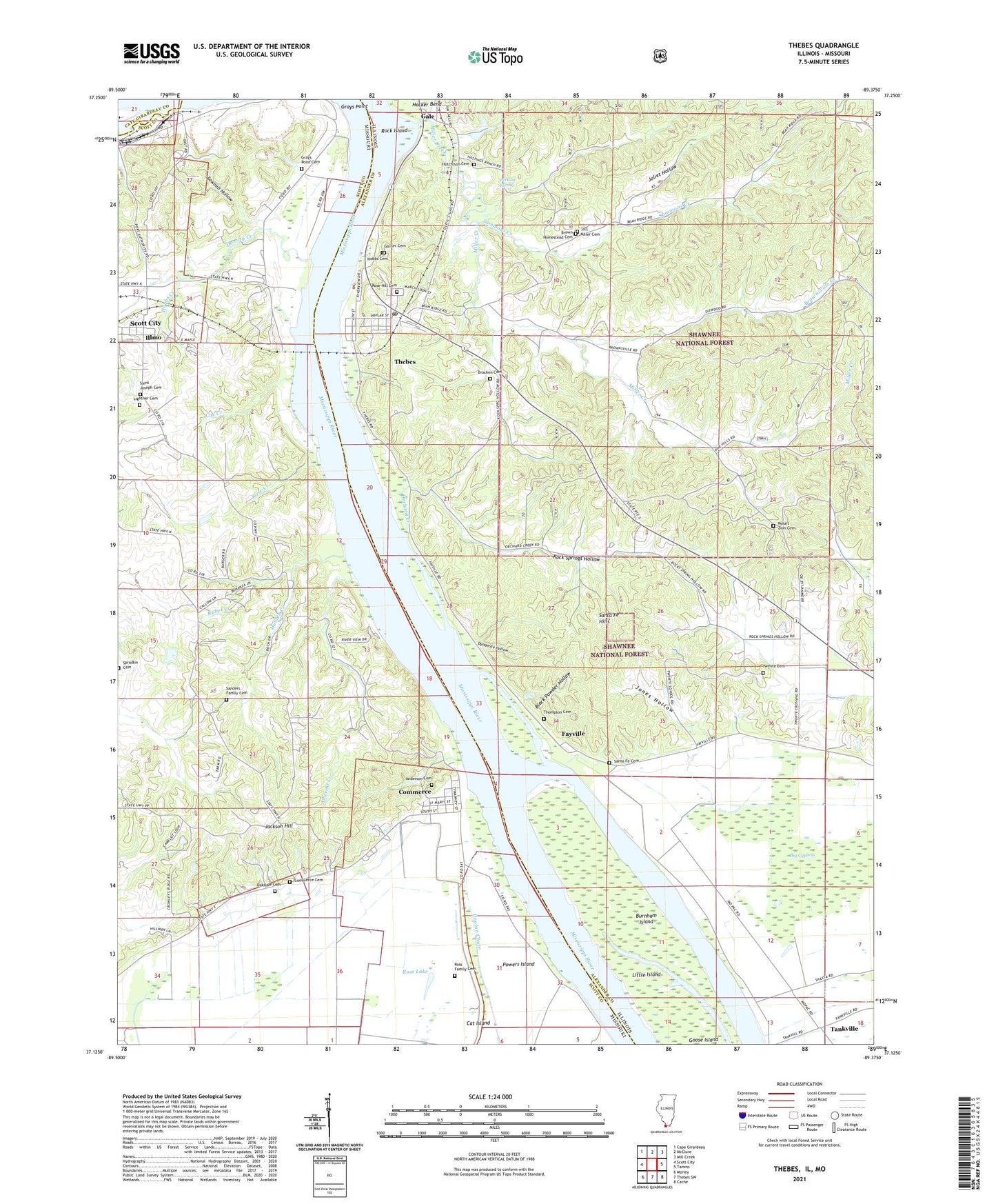 Thebes Illinois US Topo Map Image