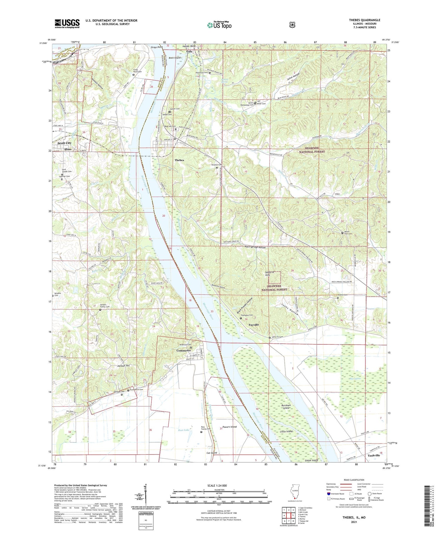 Thebes Illinois US Topo Map Image