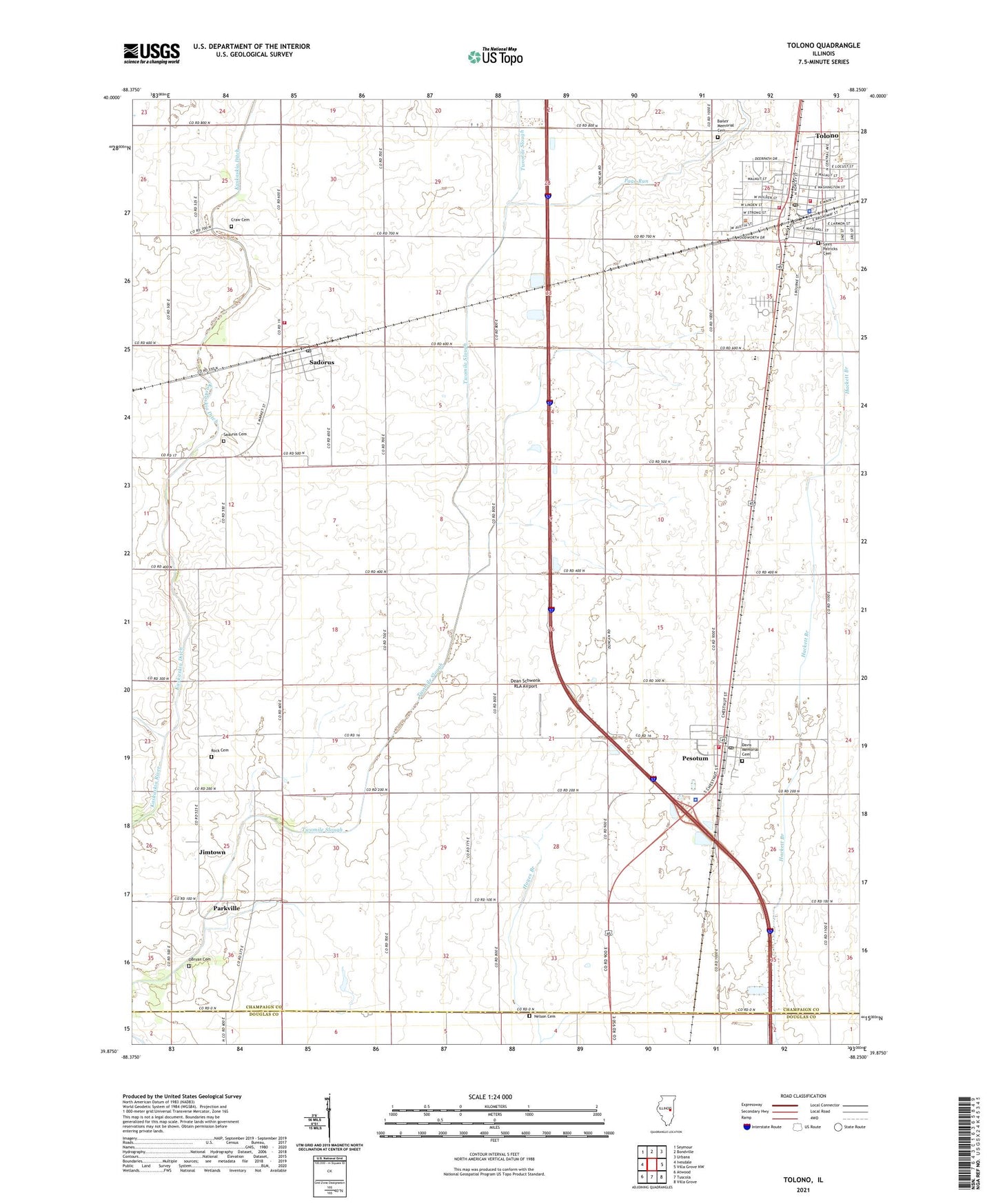 Tolono Illinois US Topo Map Image