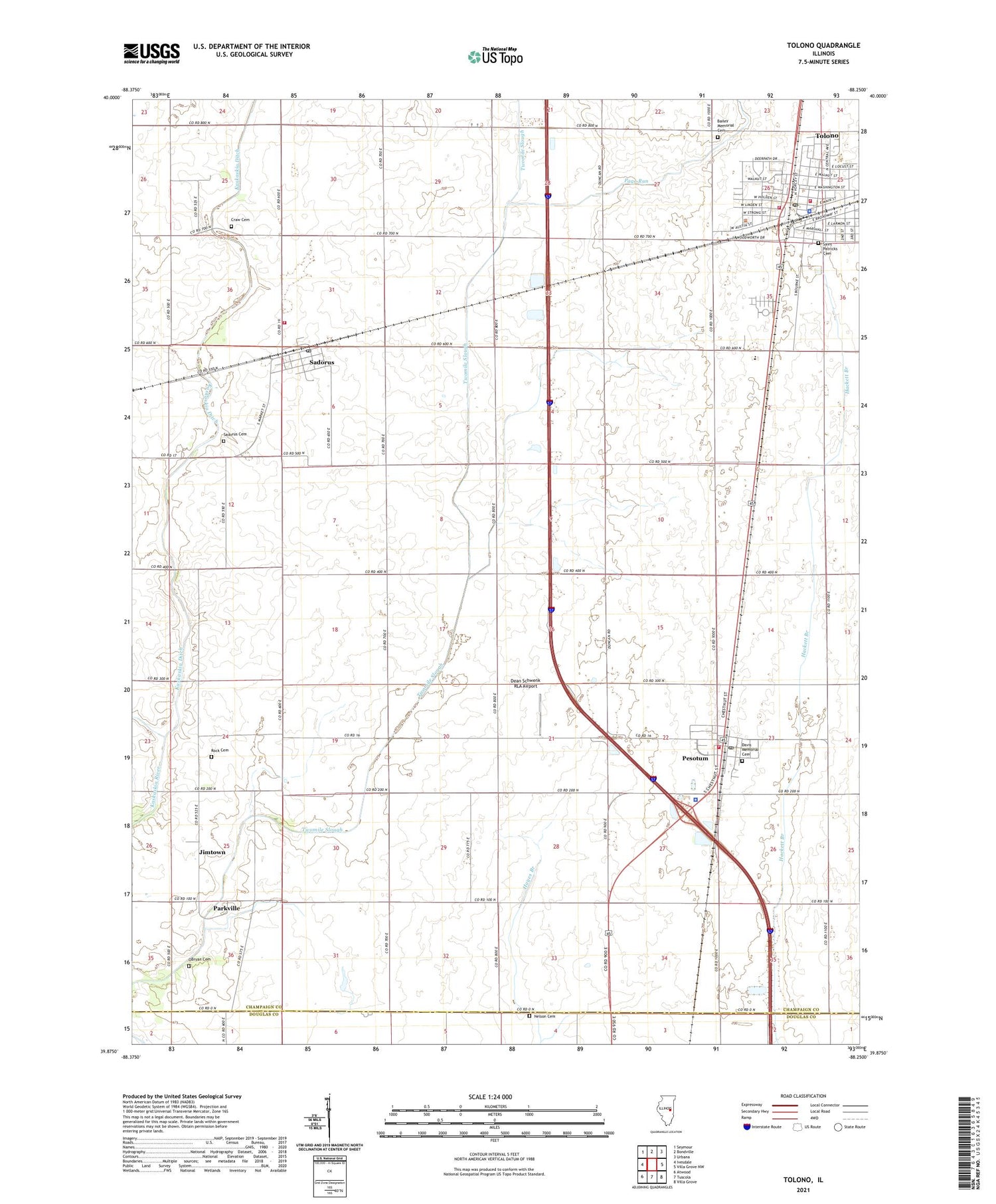 Tolono Illinois US Topo Map Image