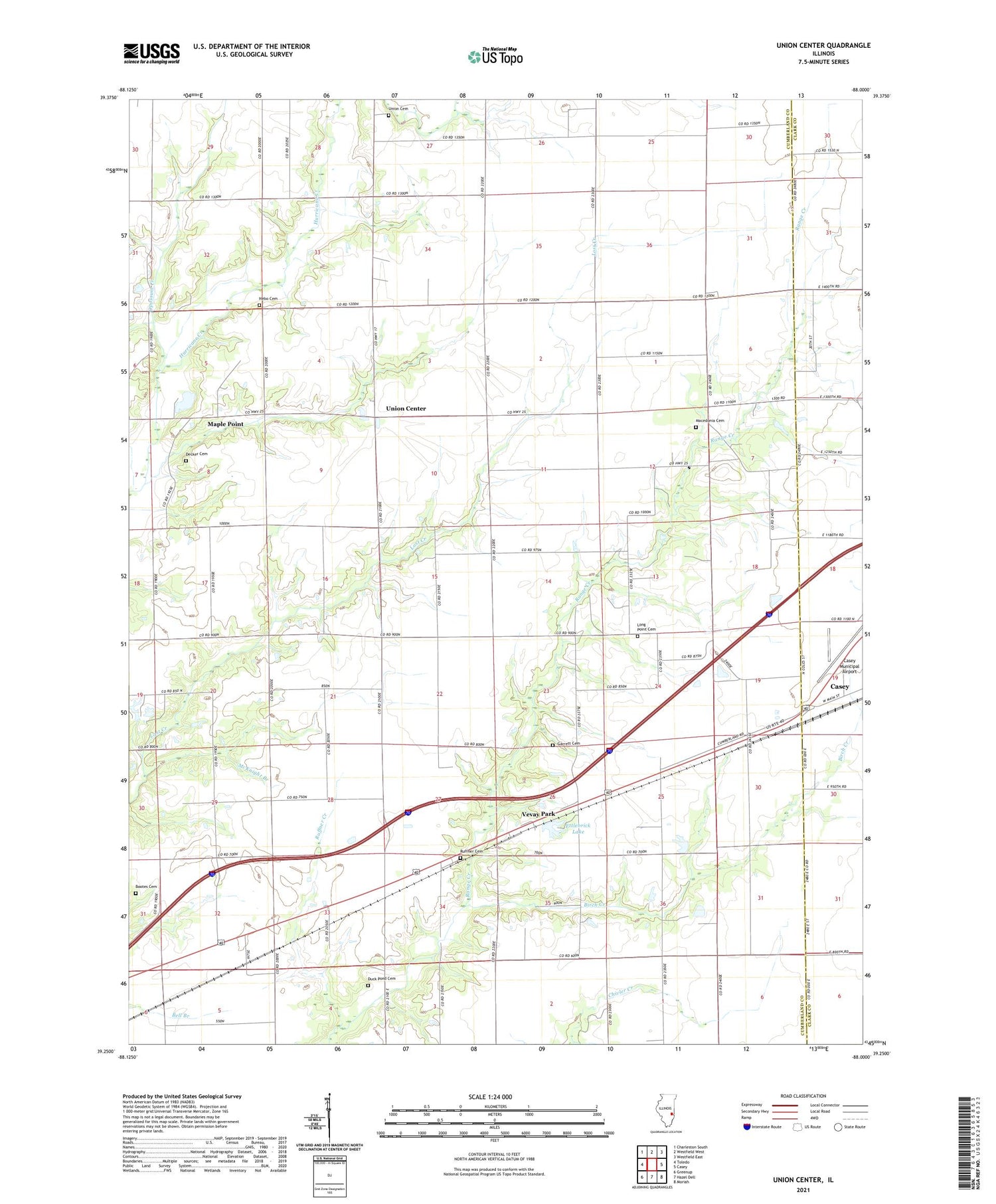 Union Center Illinois US Topo Map Image