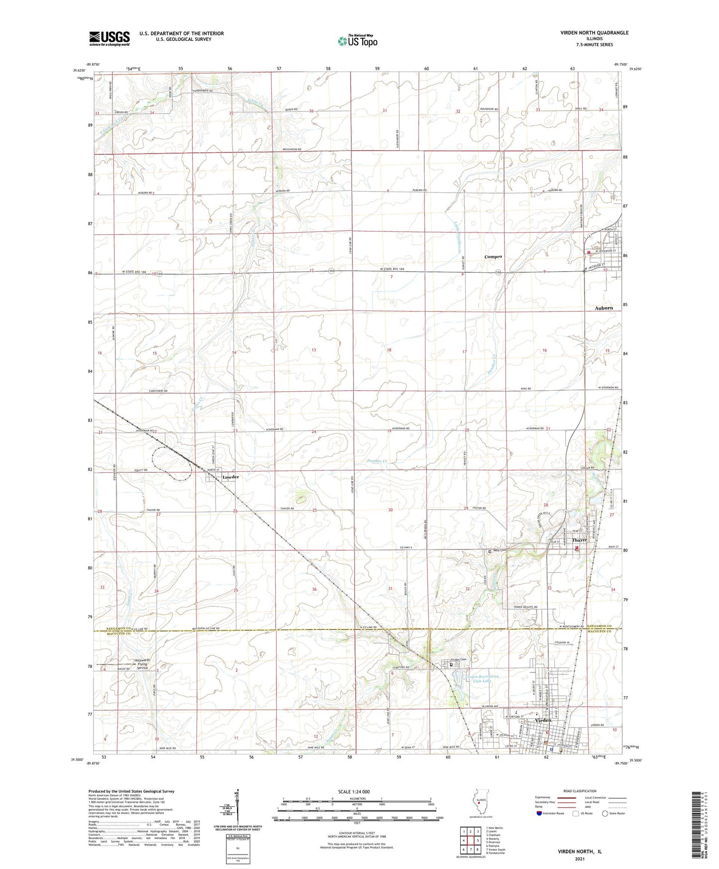 Virden North Illinois US Topo Map Image