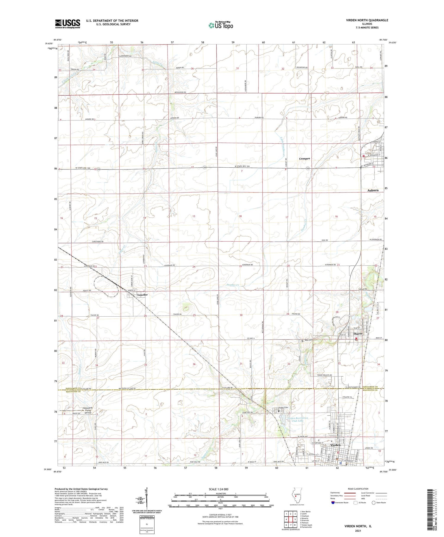 Virden North Illinois US Topo Map Image