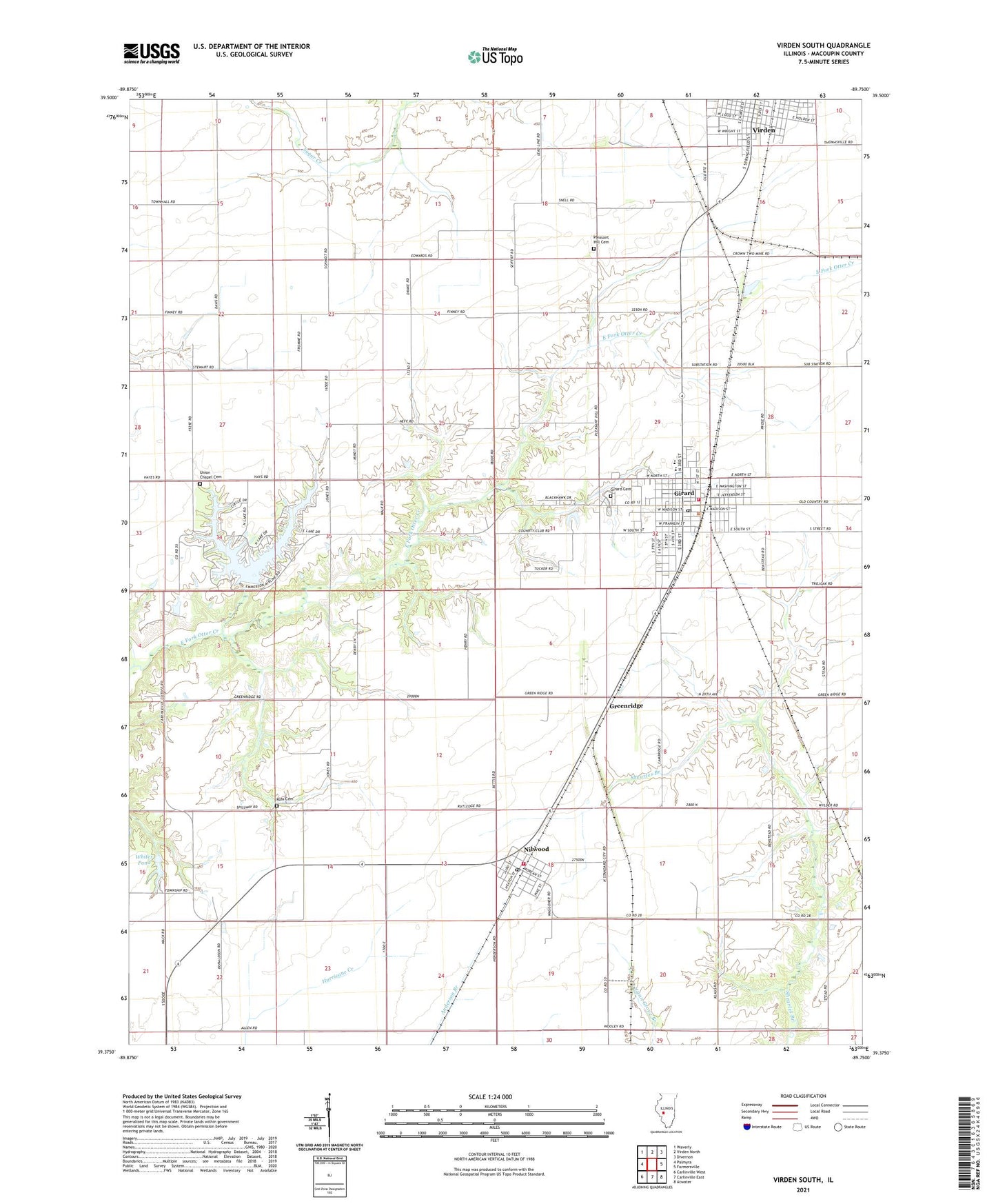 Virden South Illinois US Topo Map Image
