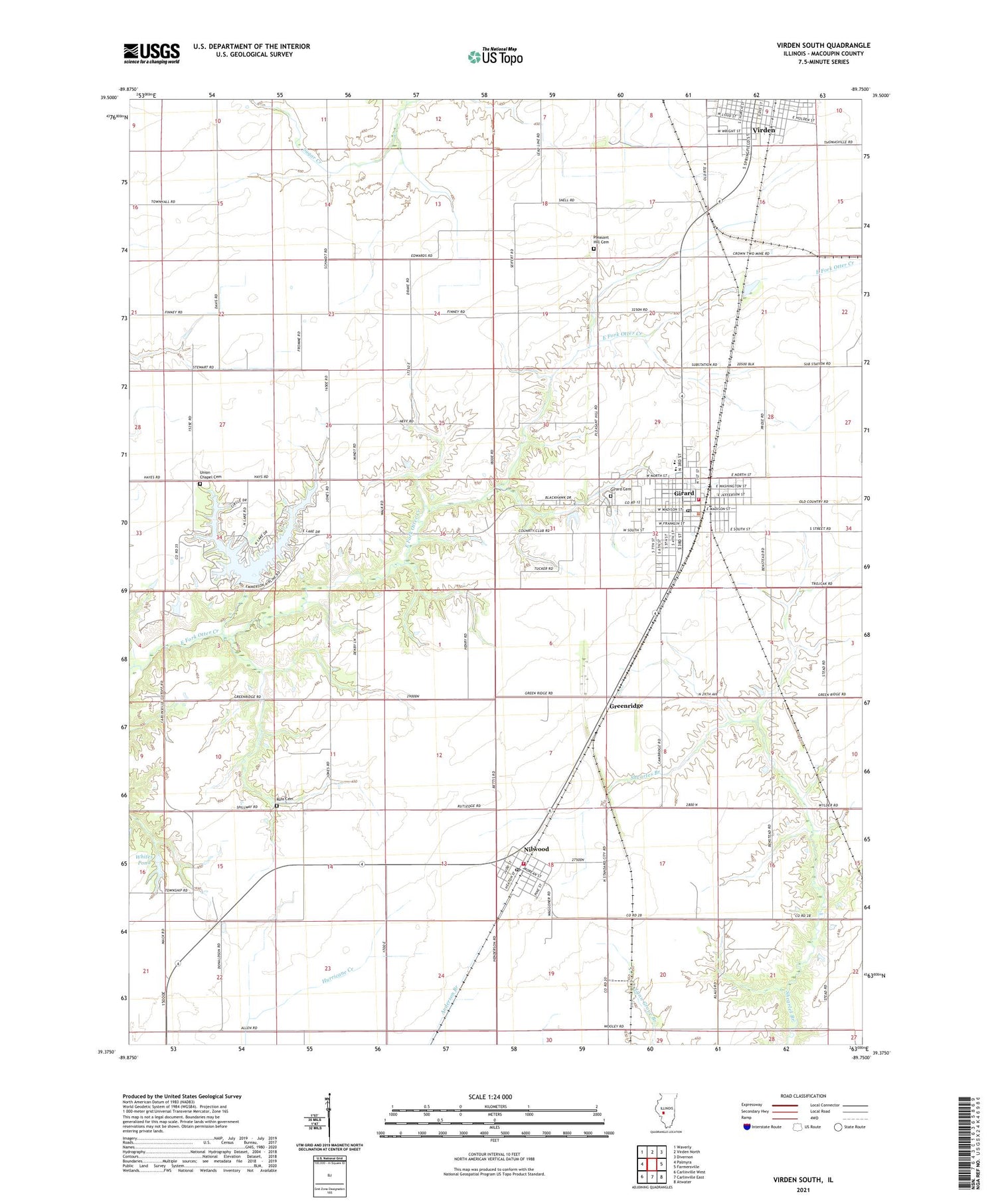 Virden South Illinois US Topo Map Image