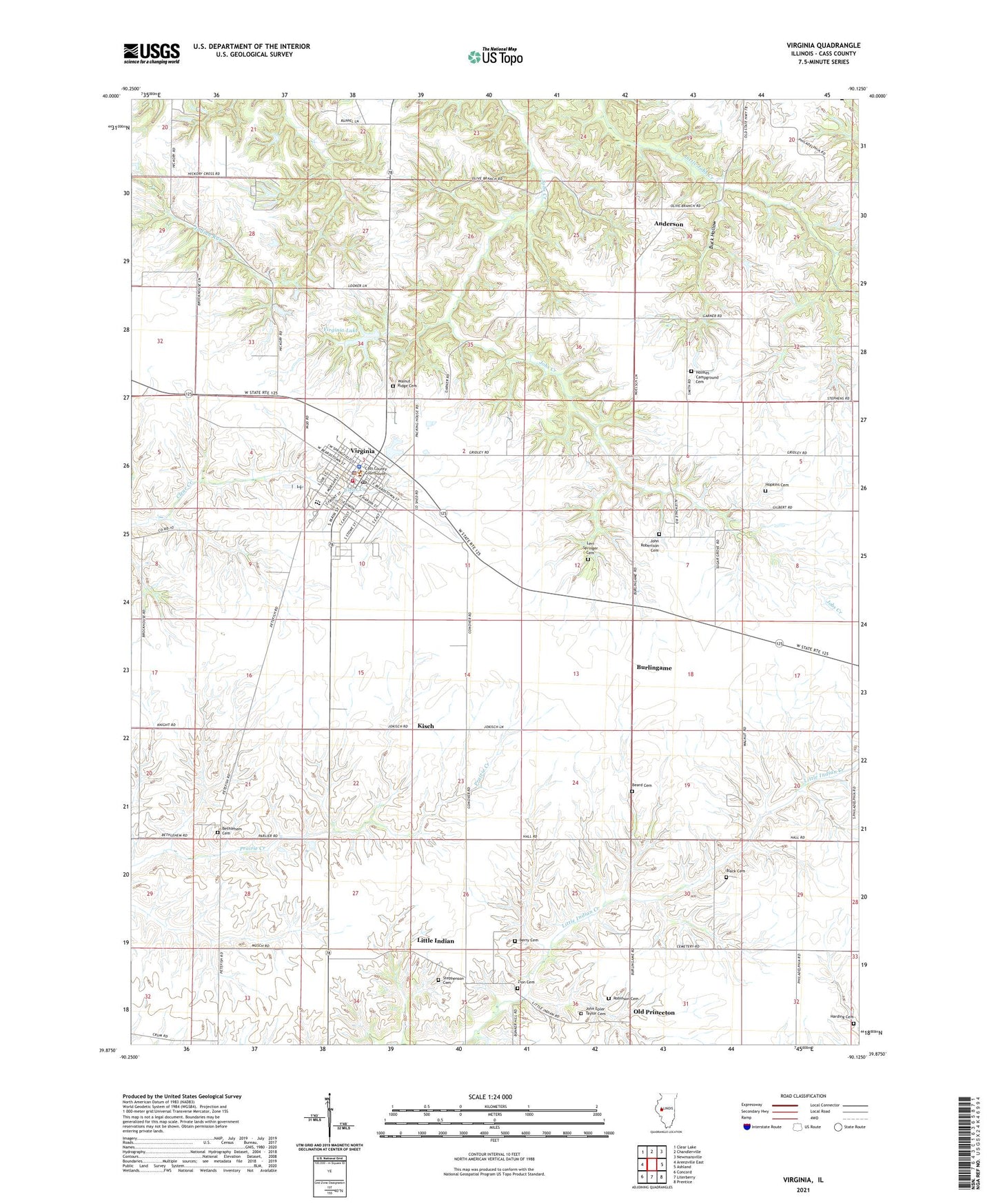 Virginia Illinois US Topo Map Image
