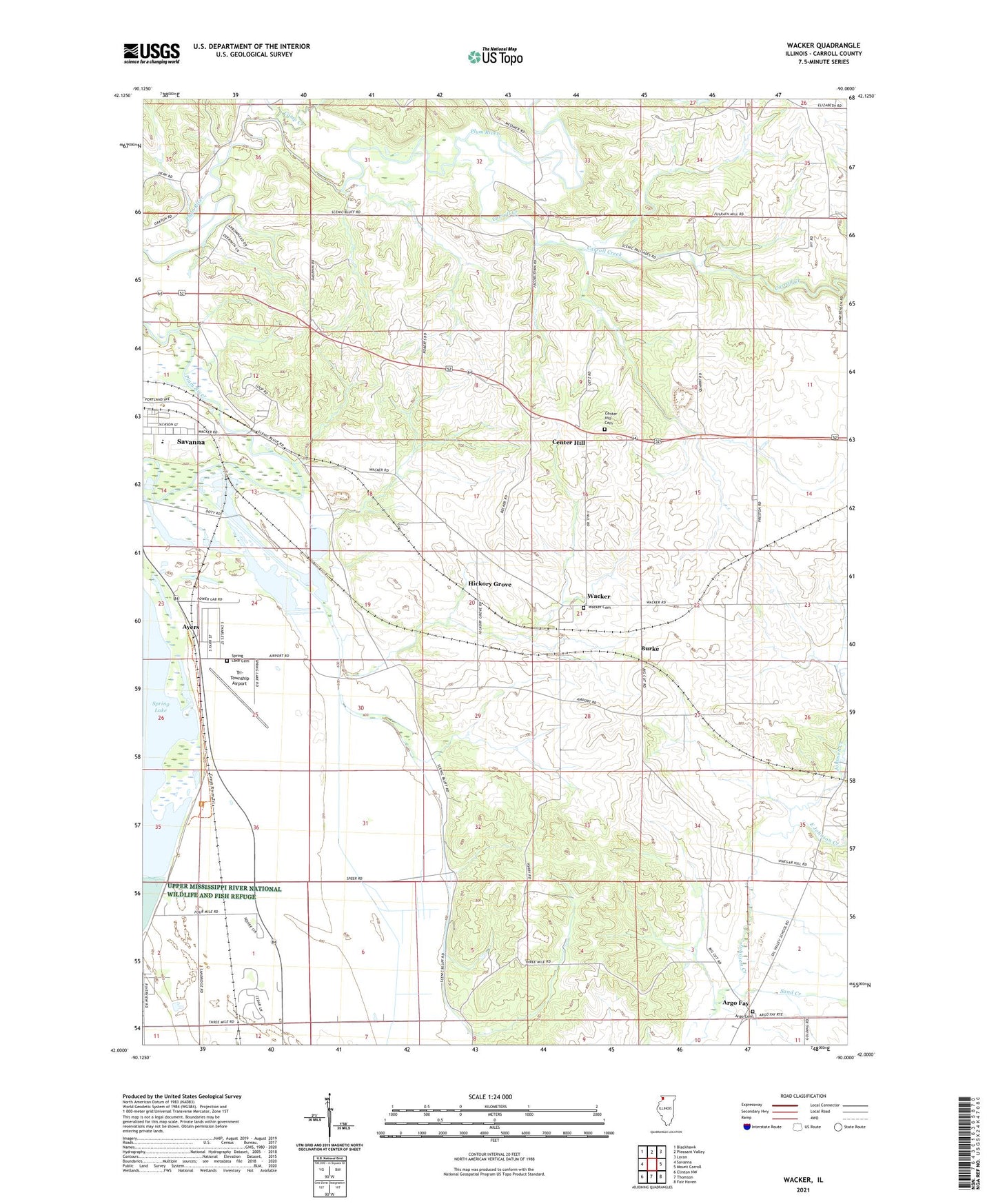 Wacker Illinois US Topo Map Image