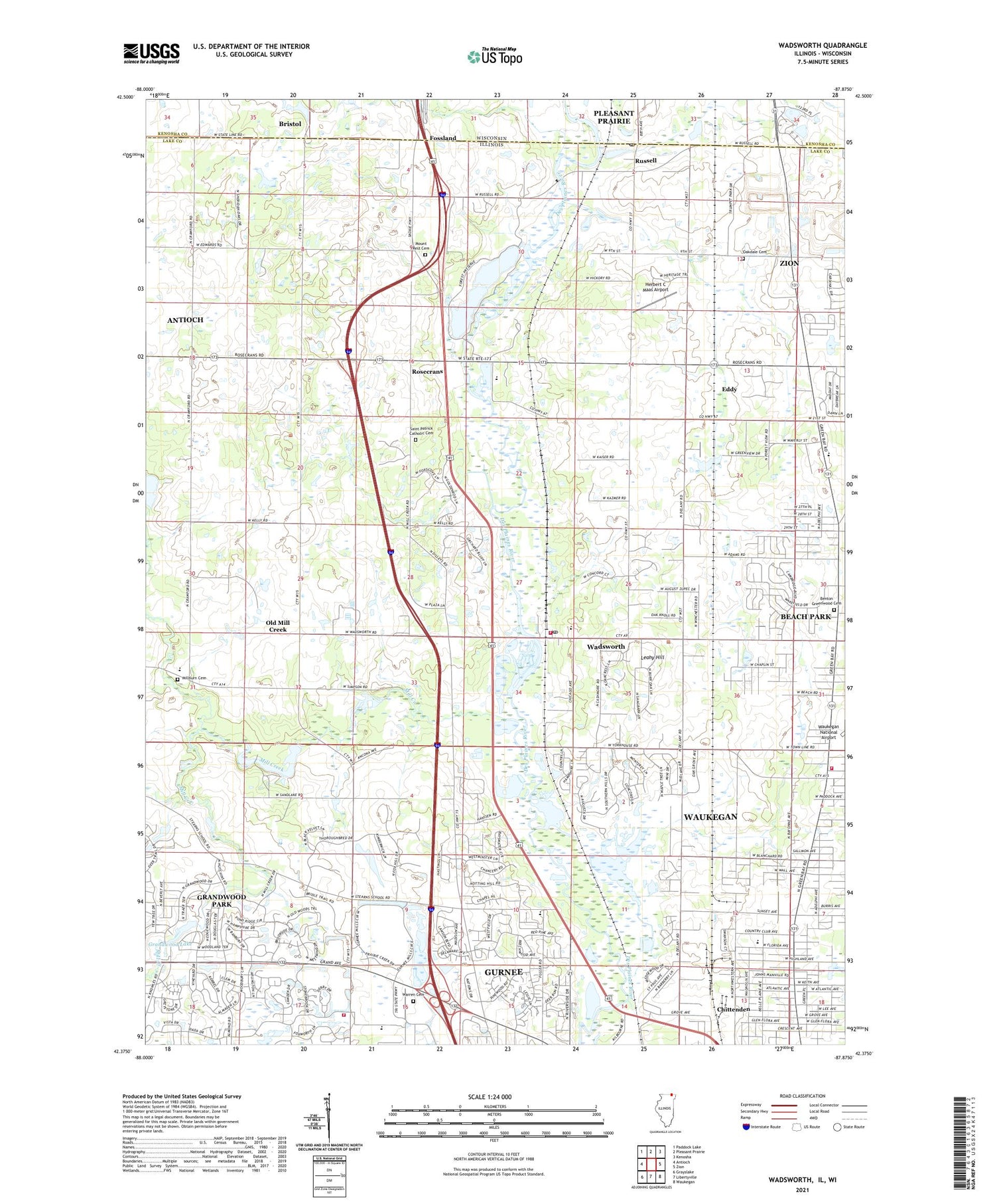 Wadsworth Illinois US Topo Map Image