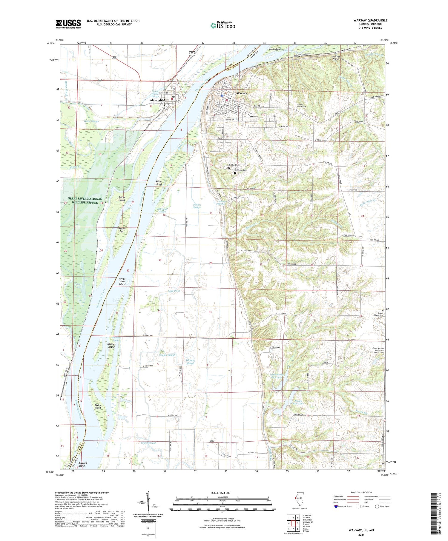 Warsaw Illinois US Topo Map Image