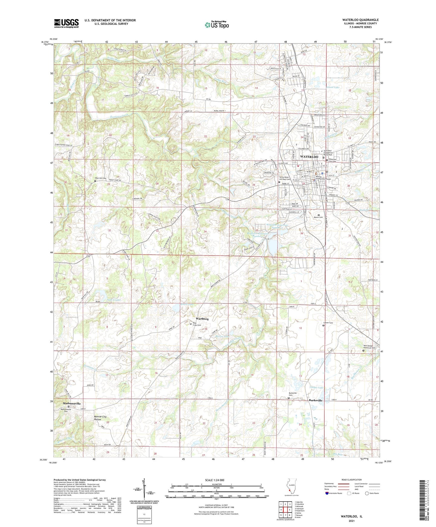 Waterloo Illinois US Topo Map Image