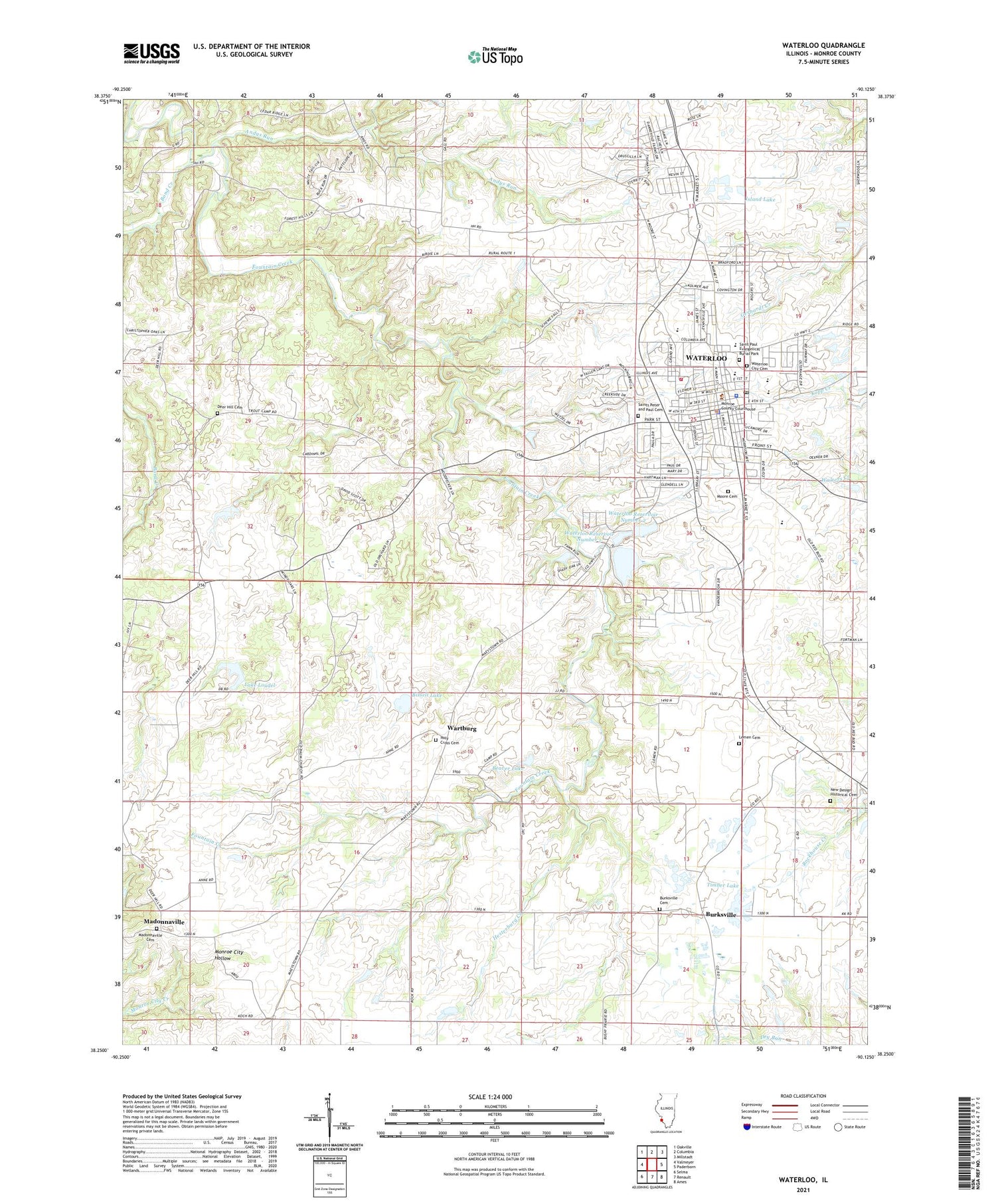 Waterloo Illinois US Topo Map Image