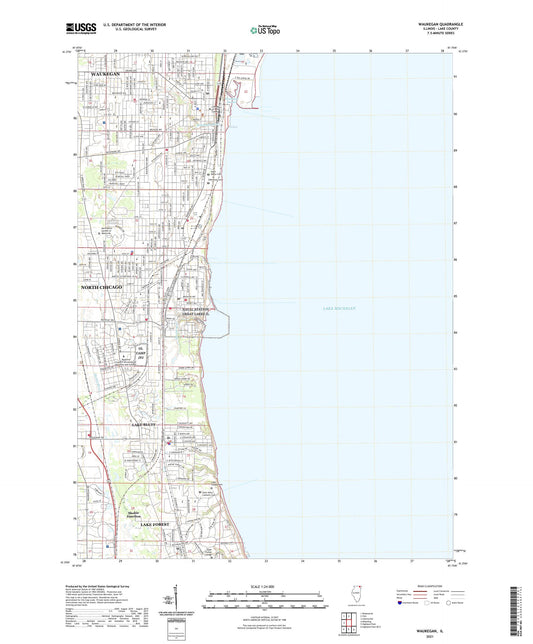 Waukegan Illinois US Topo Map Image