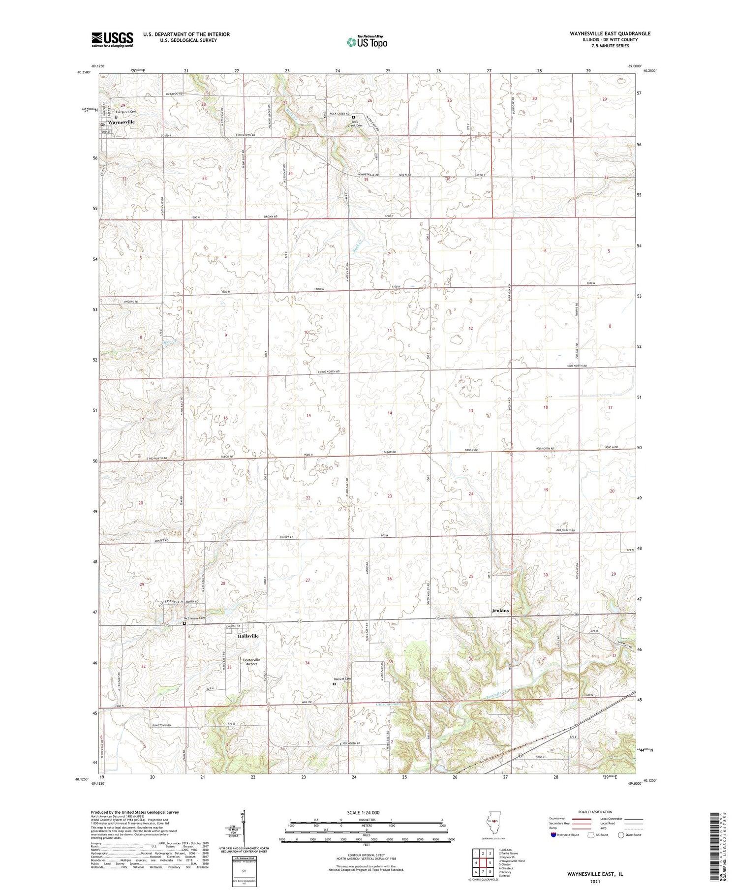 Waynesville East Illinois US Topo Map Image