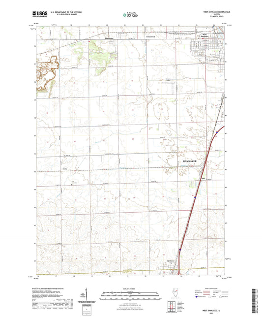 West Kankakee Illinois US Topo Map Image