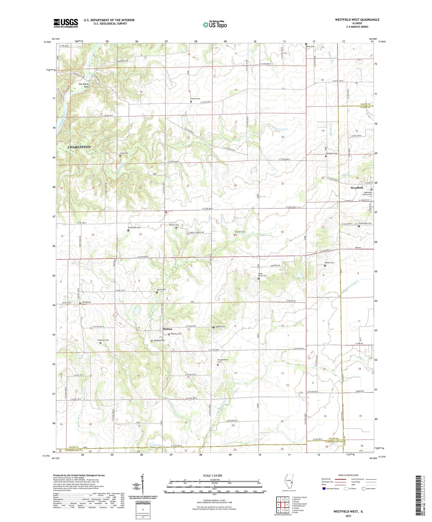 Westfield West Illinois US Topo Map Image