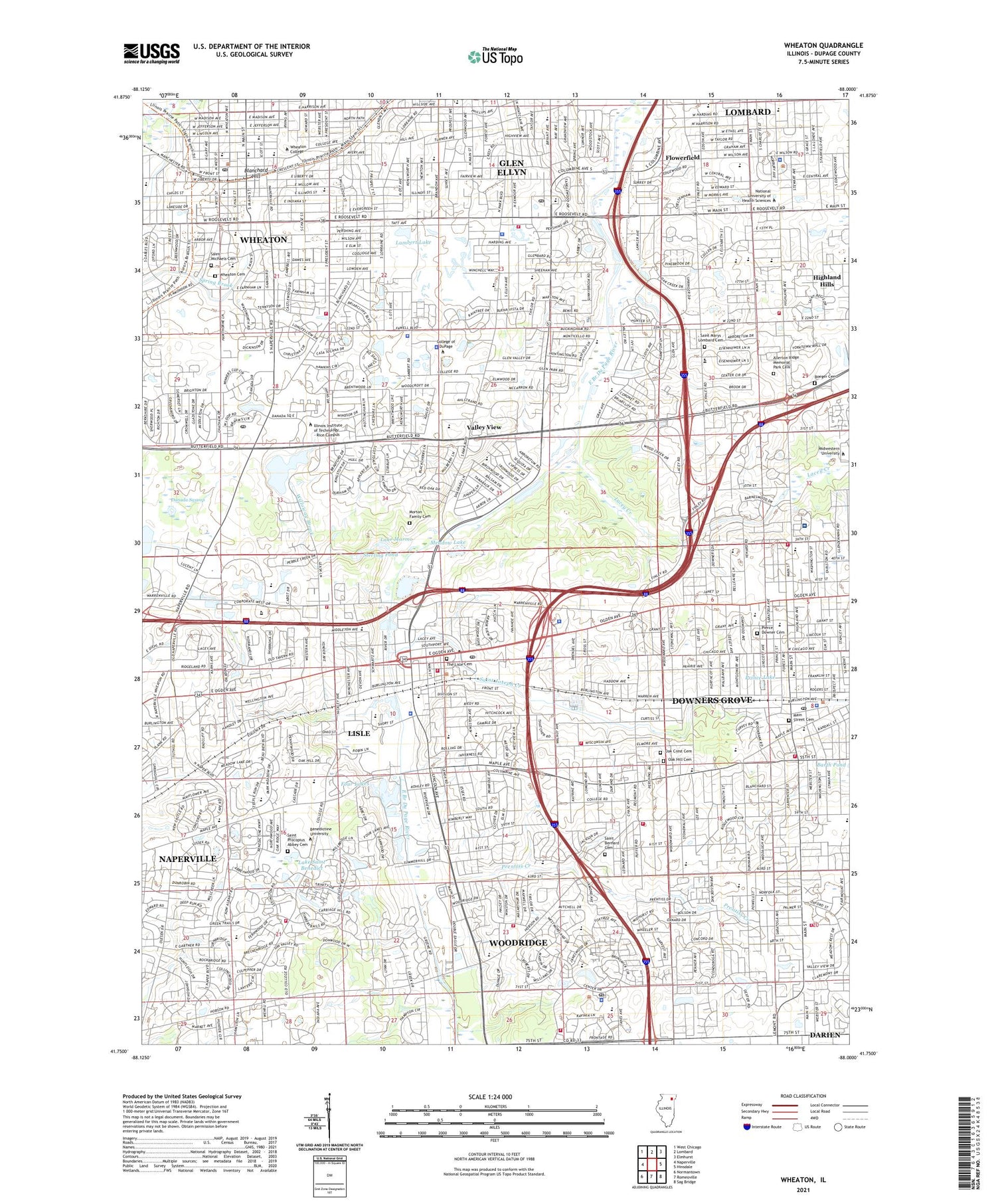Wheaton Illinois US Topo Map Image
