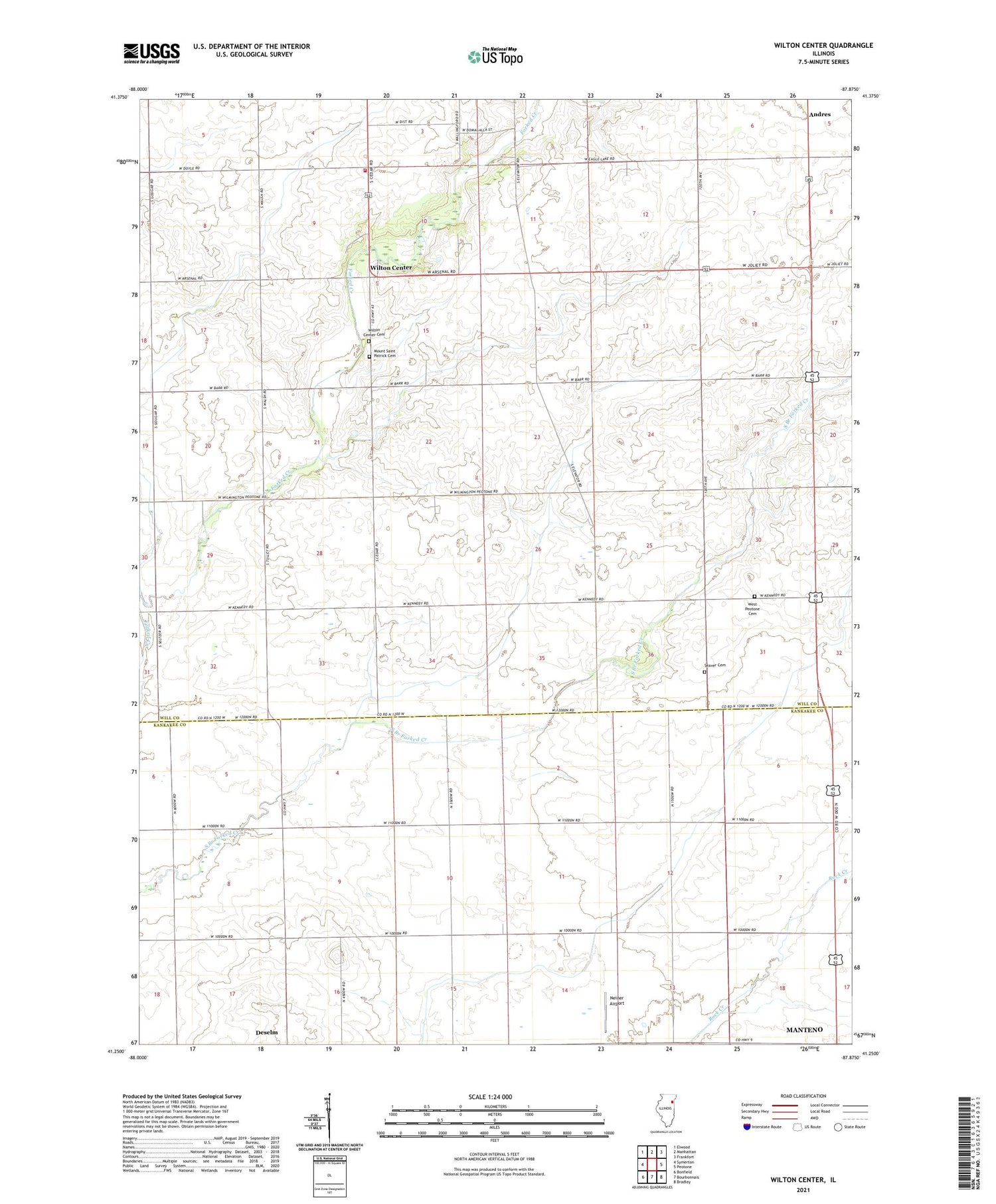 Wilton Center Illinois US Topo Map Image