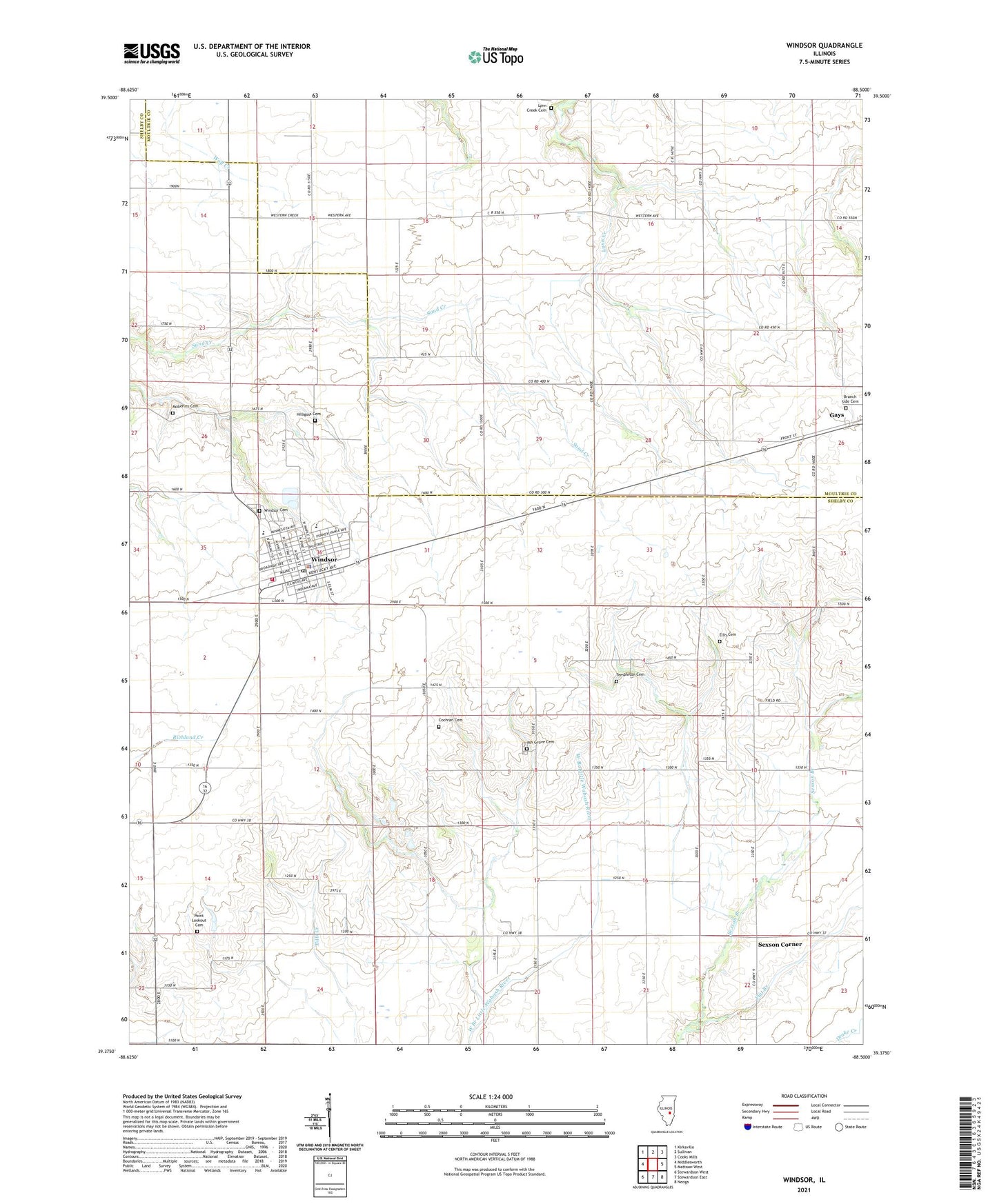 Windsor Illinois US Topo Map Image