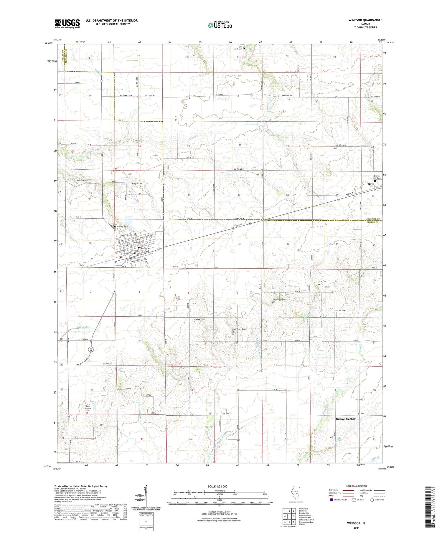 Windsor Illinois US Topo Map Image
