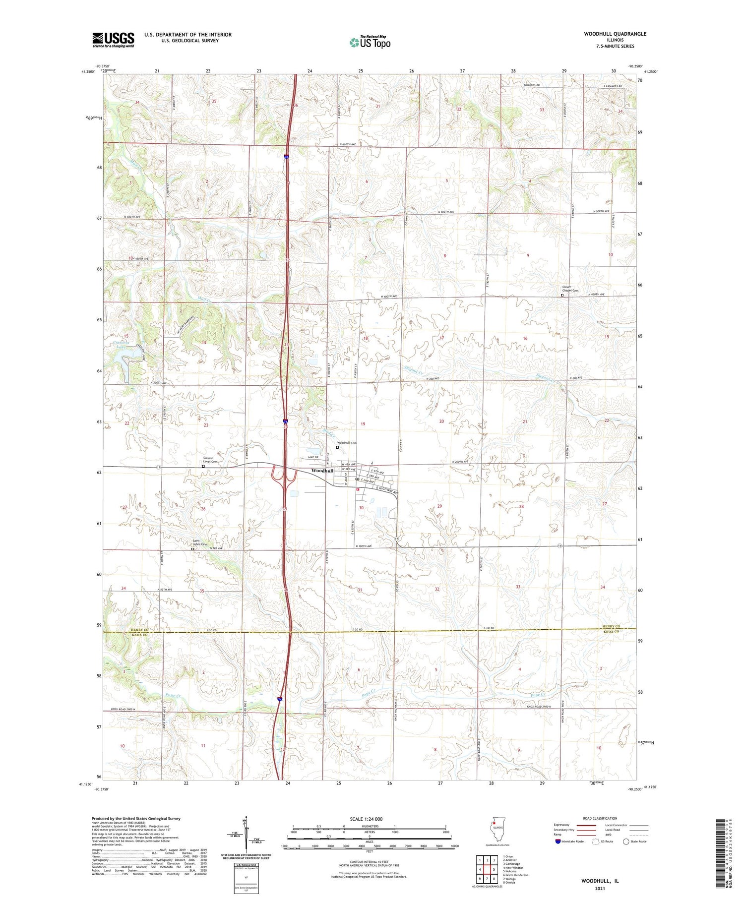Woodhull Illinois US Topo Map Image