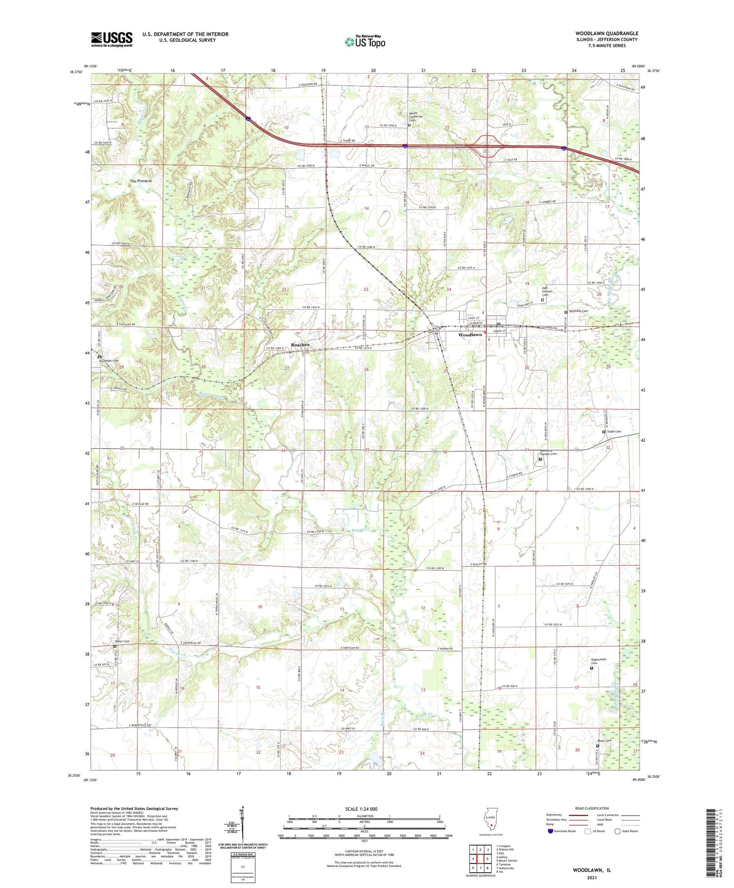 Woodlawn Illinois US Topo Map Image