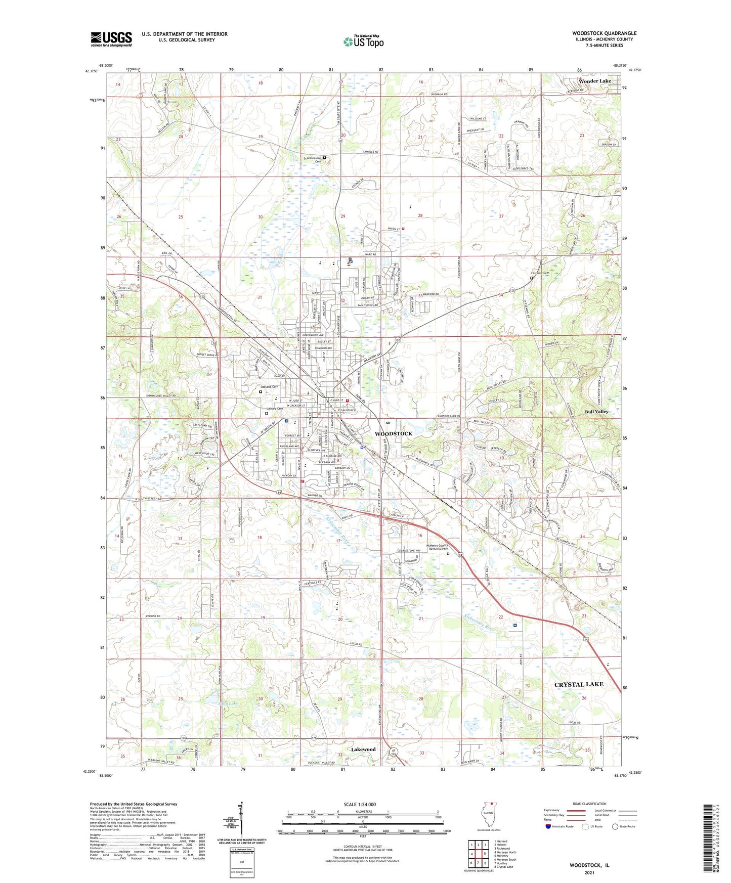 Woodstock Illinois US Topo Map Image