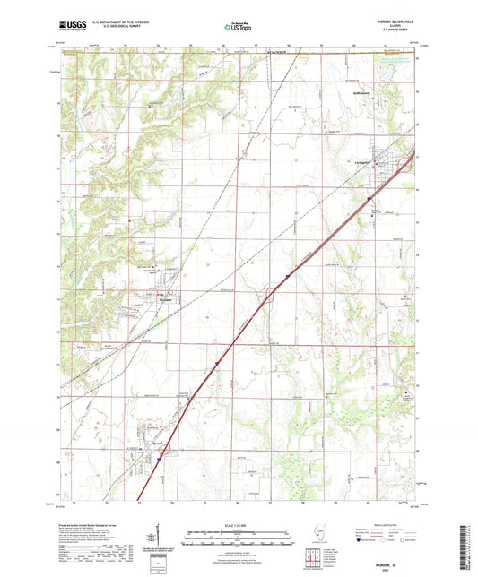 Worden Illinois US Topo Map Image