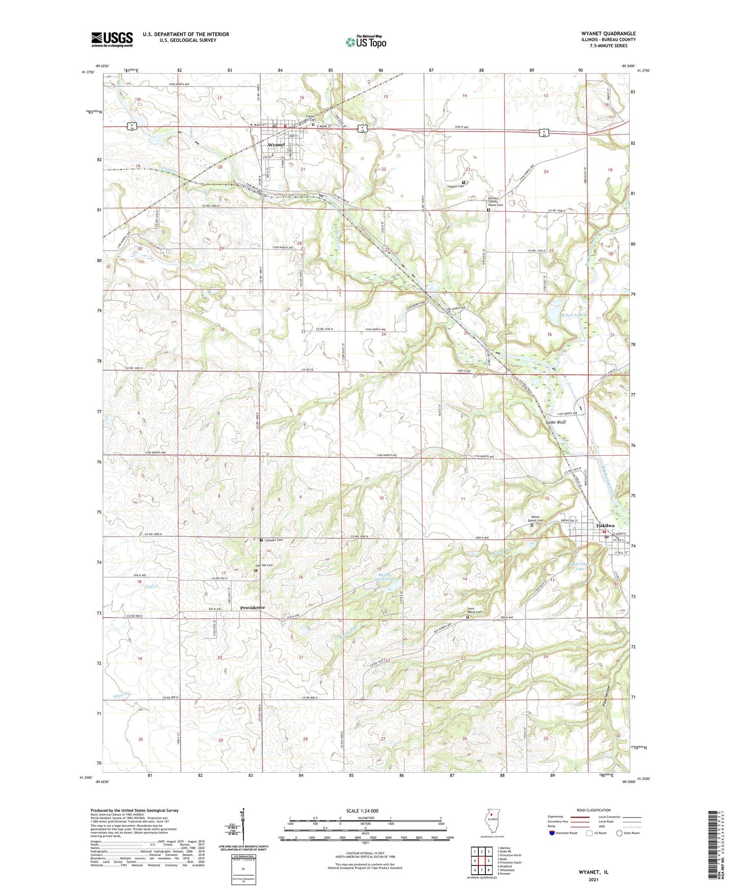 Wyanet Illinois US Topo Map Image