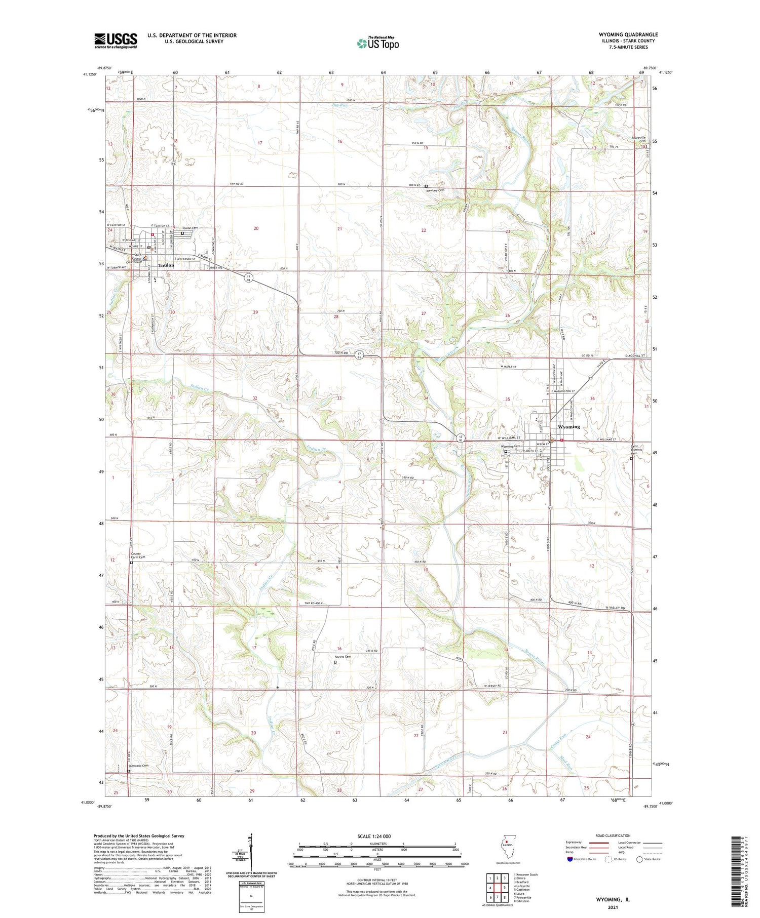 Wyoming Illinois US Topo Map Image