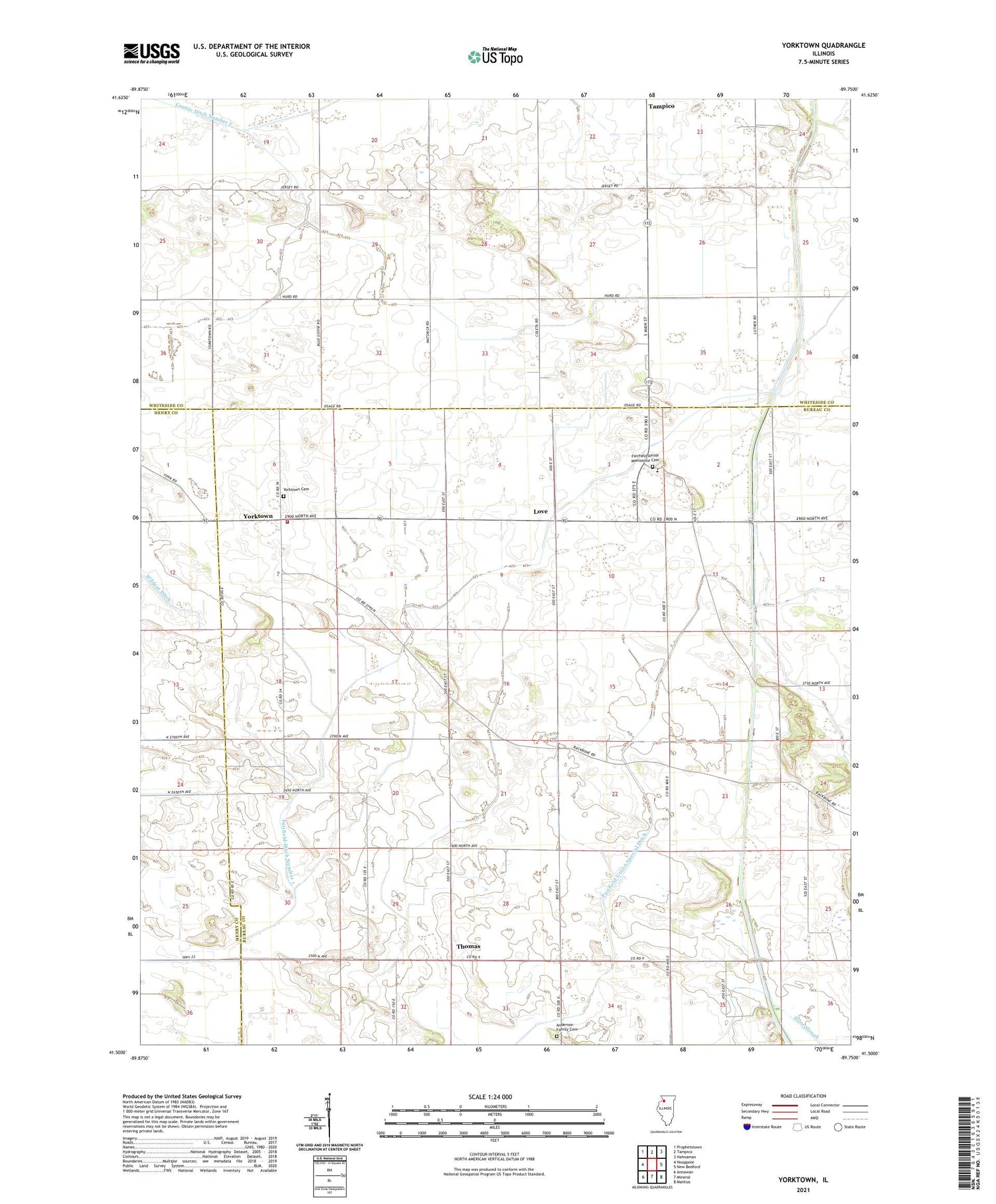 Yorktown Illinois US Topo Map Image