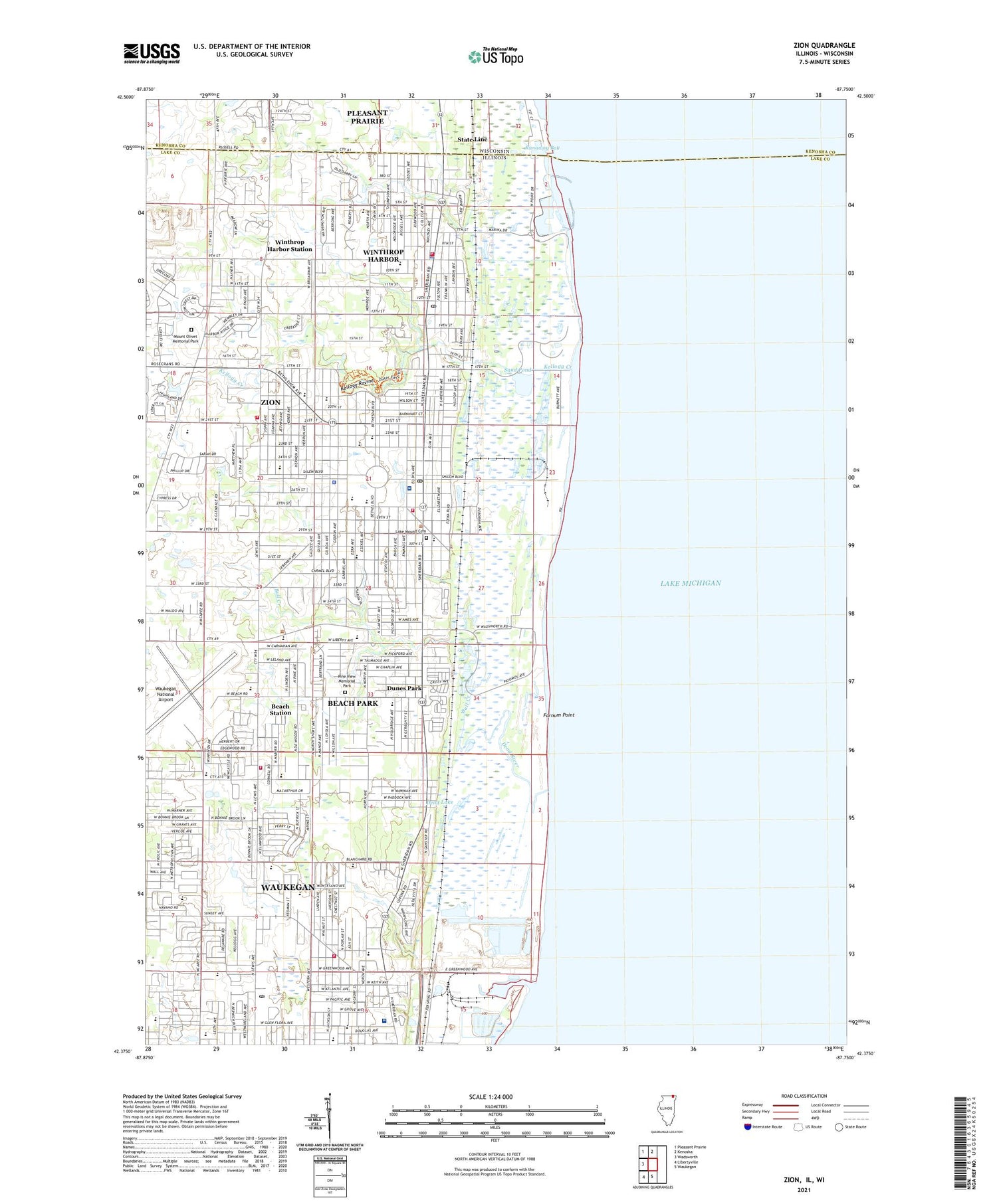 Zion Illinois US Topo Map Image