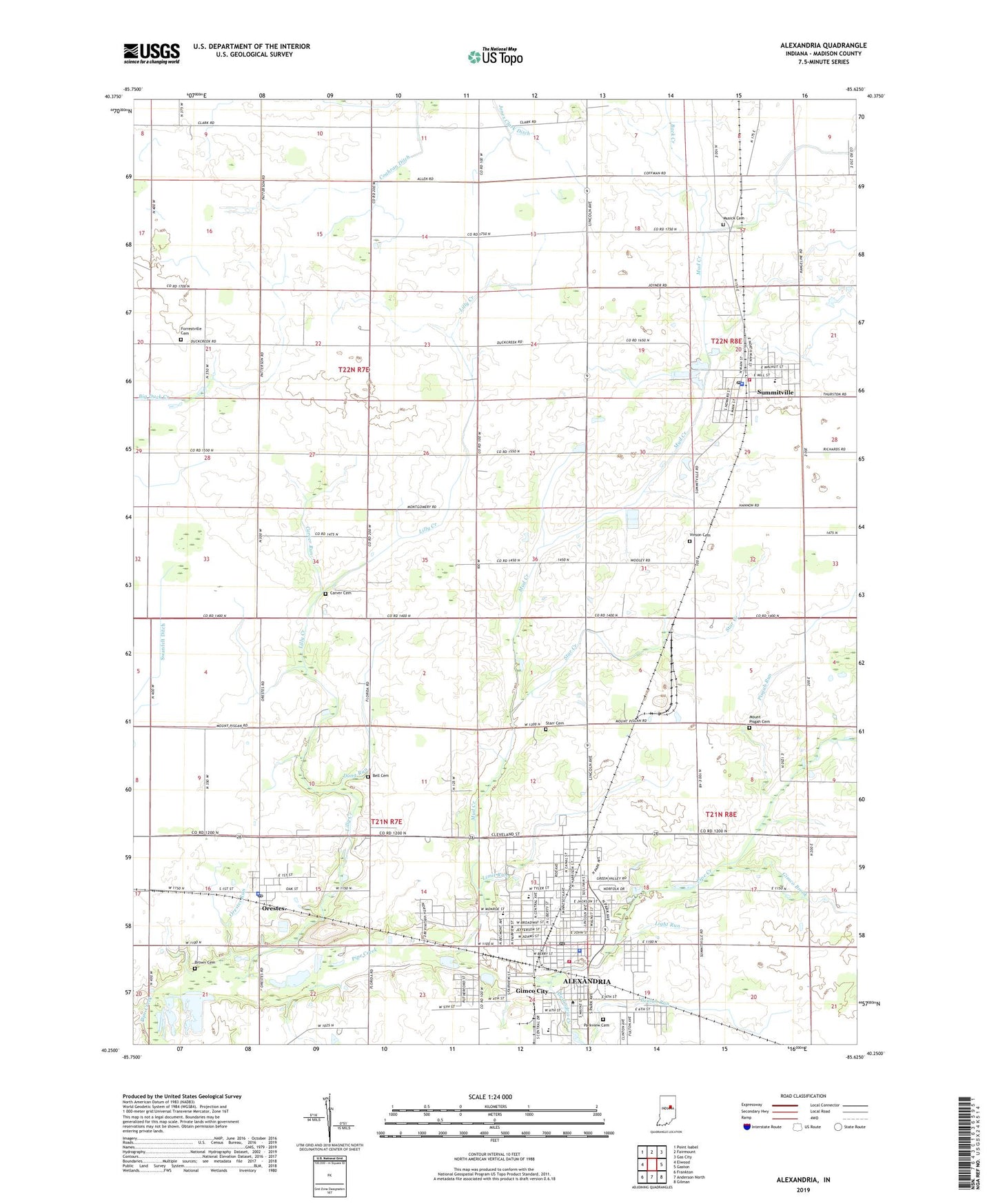 Alexandria Indiana US Topo Map Image