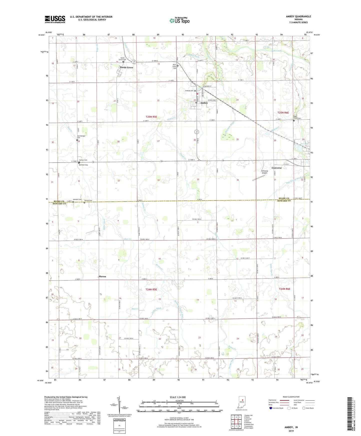 Amboy Indiana US Topo Map Image