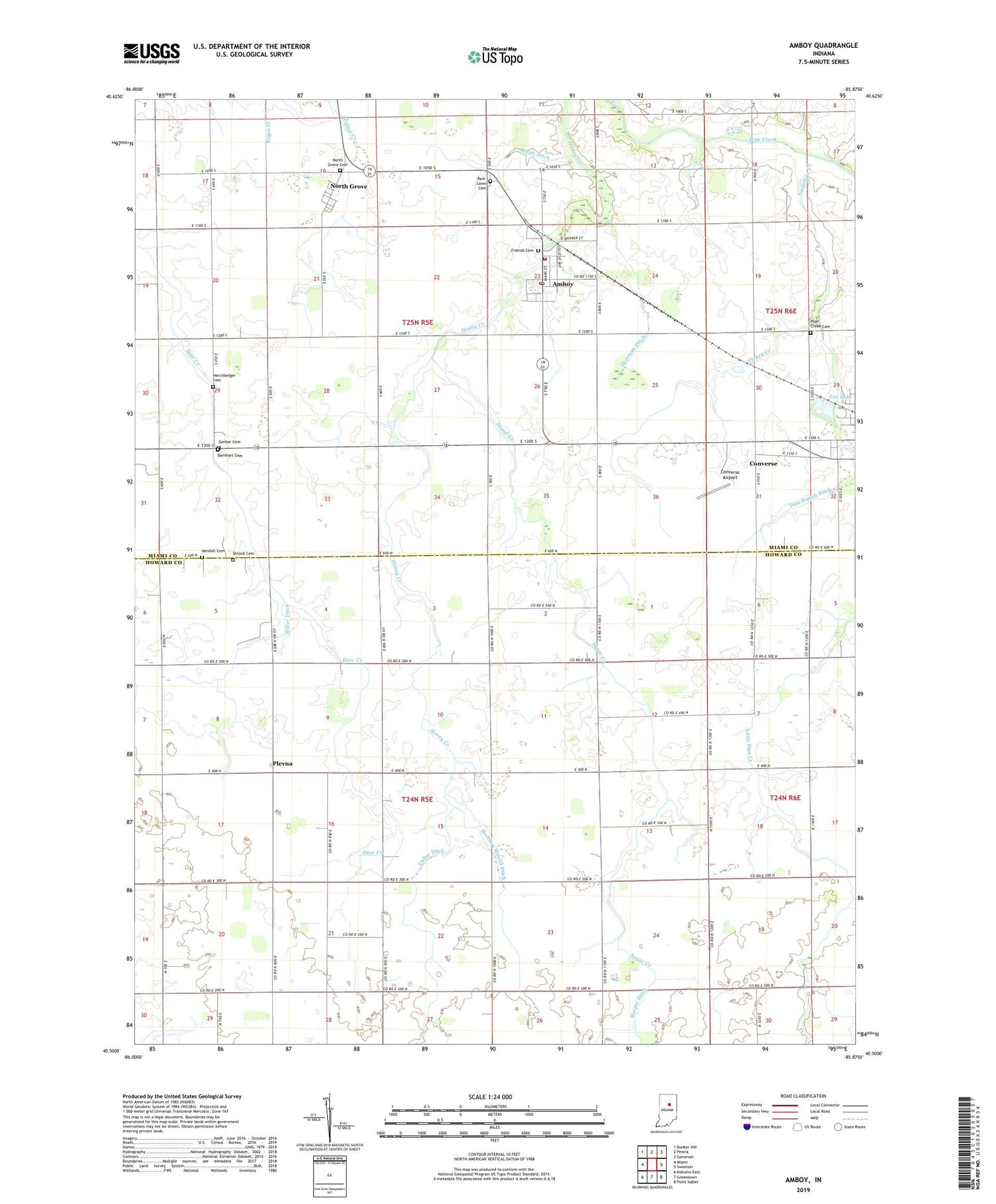 Amboy Indiana US Topo Map Image