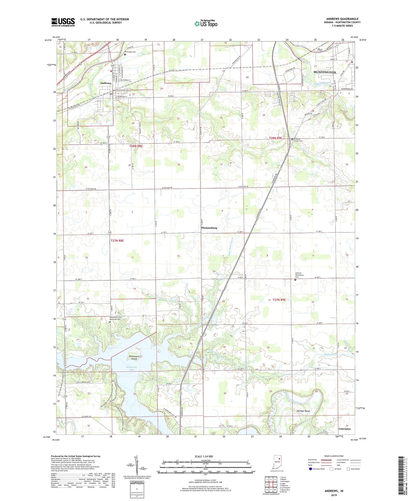 Andrews Indiana US Topo Map Image