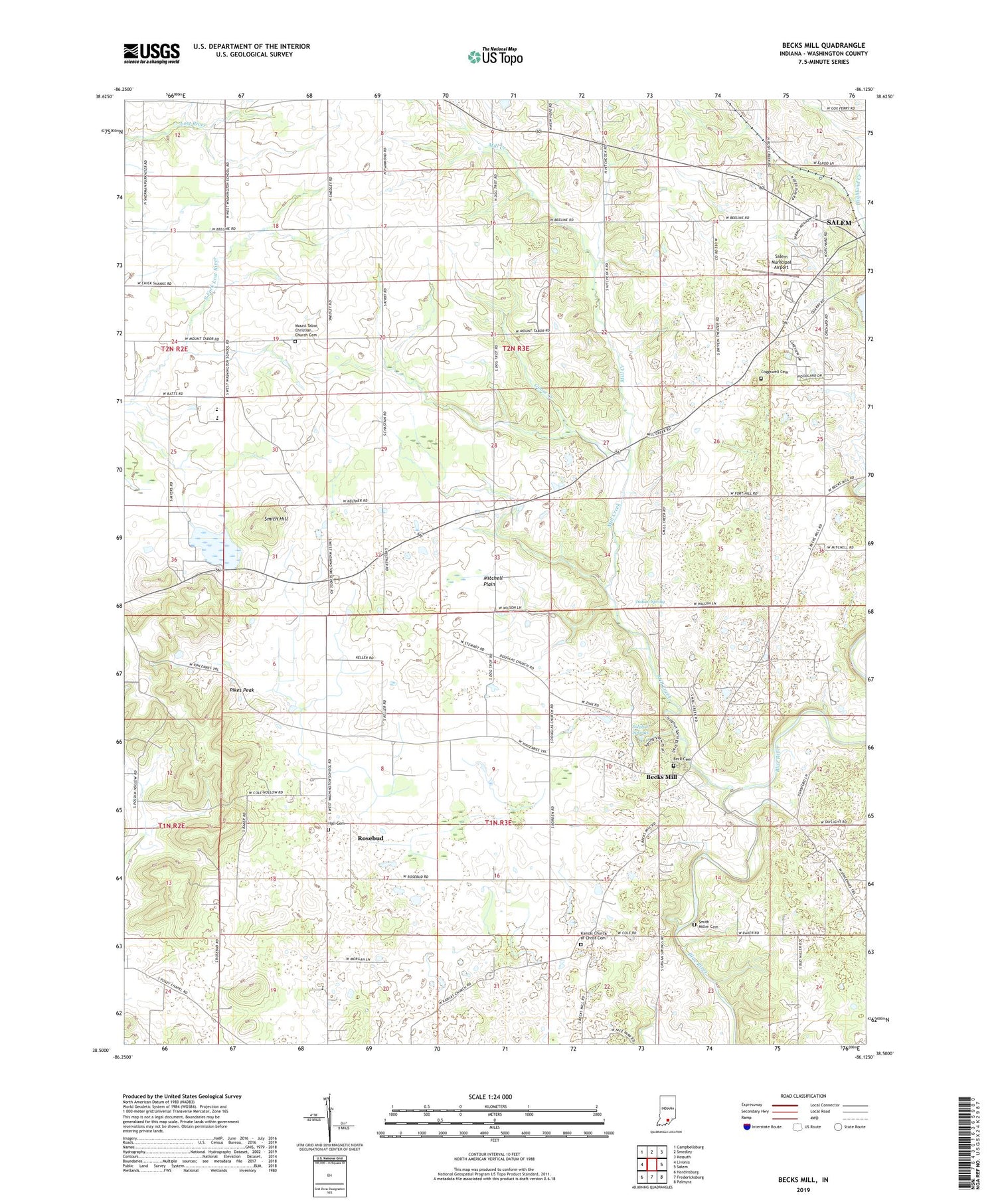 Becks Mill Indiana US Topo Map Image
