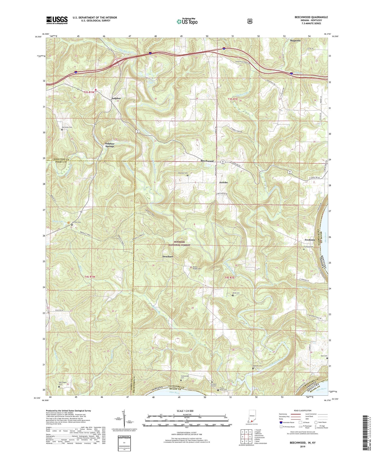 Beechwood Indiana US Topo Map Image
