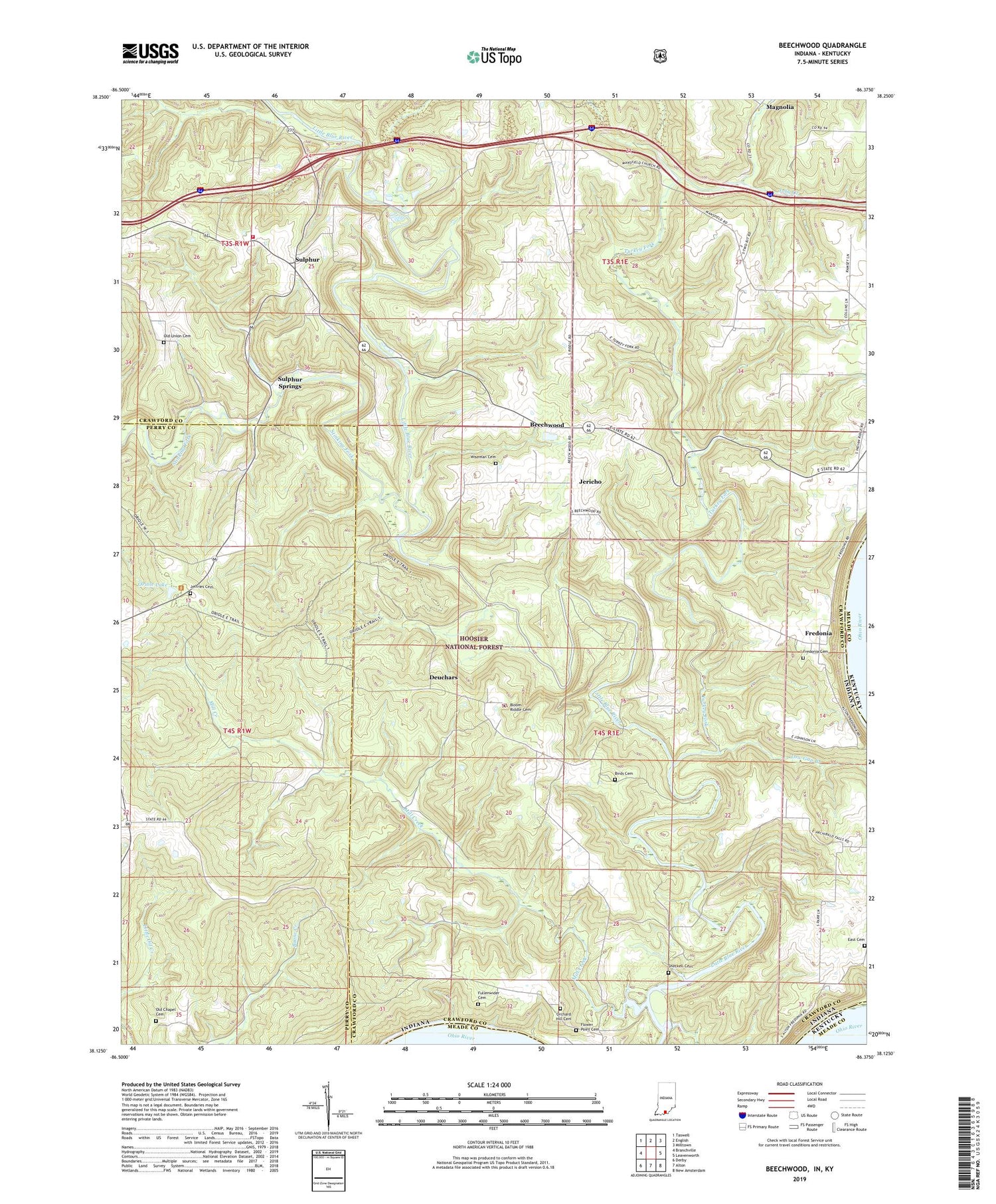 Beechwood Indiana US Topo Map Image