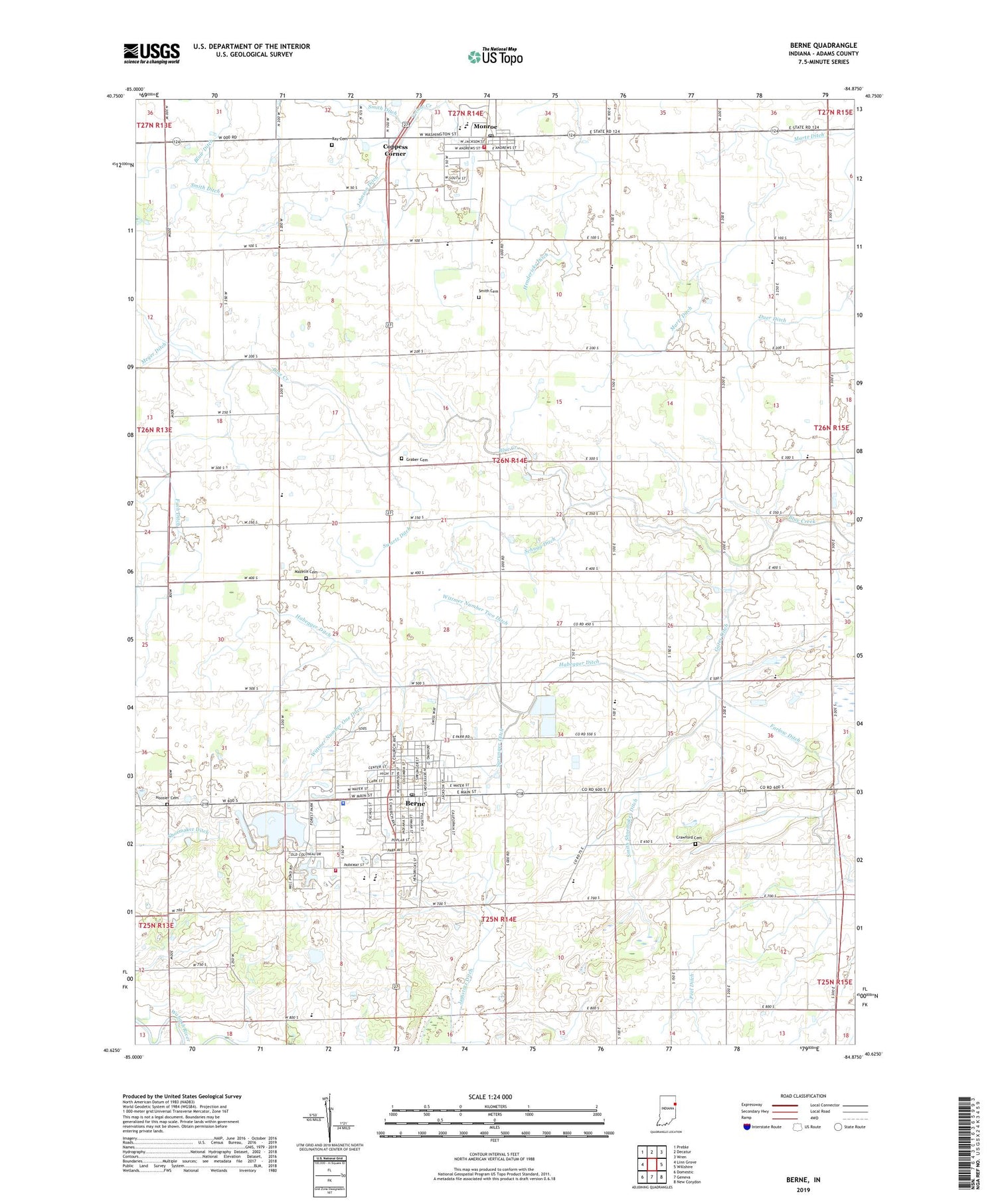 Berne Indiana US Topo Map Image