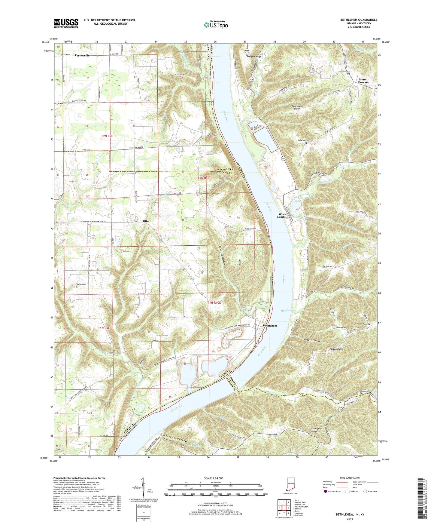 Bethlehem Indiana US Topo Map Image