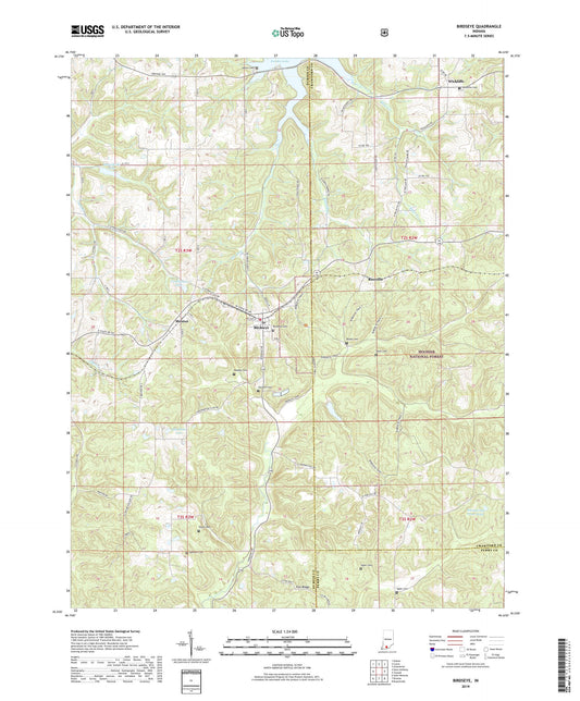 Birdseye Indiana US Topo Map Image